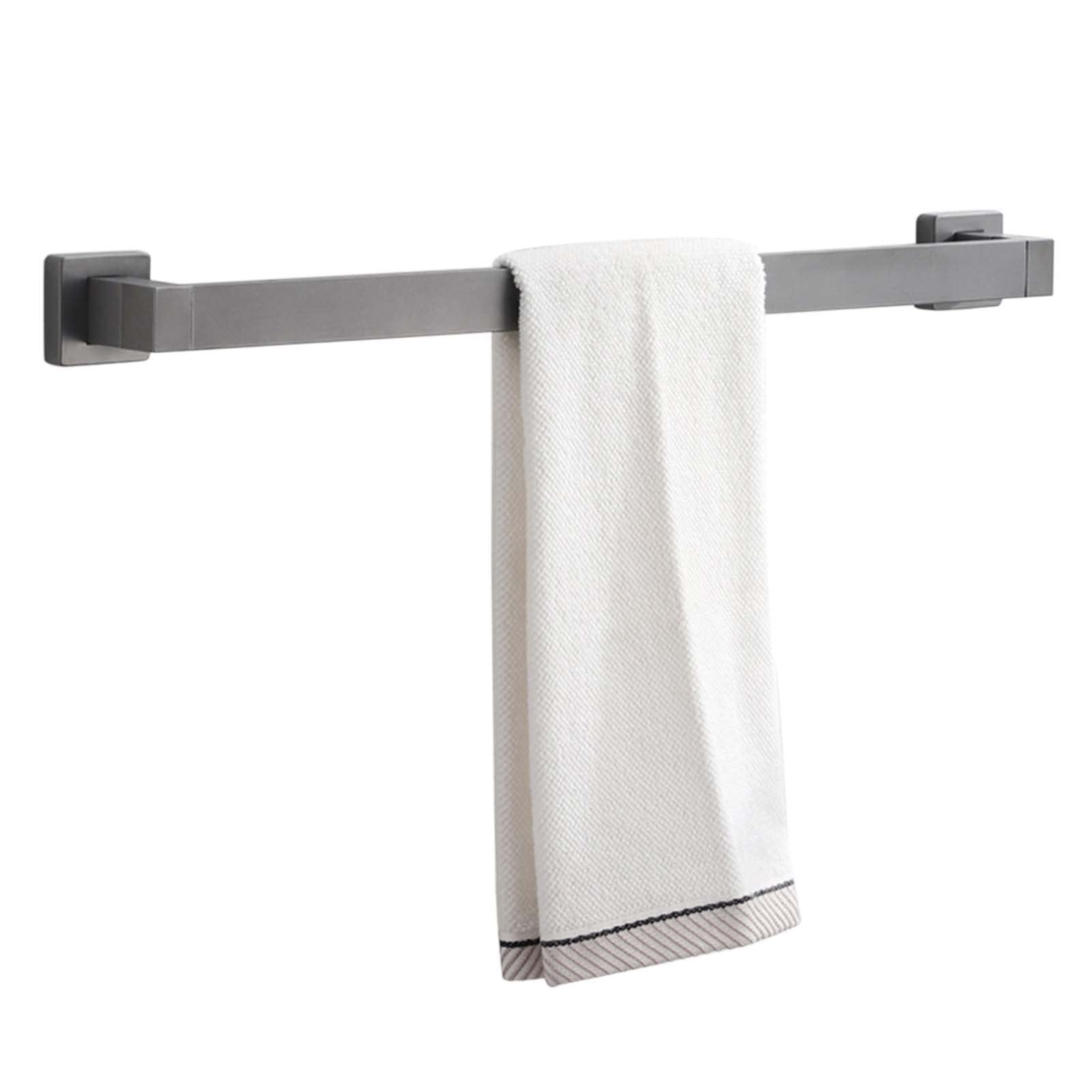 Wall Mount Towel Holder - No Drill Adhesive Bathroom Towel Rack, 60cm Rust-Proof Space Aluminum Hanger for Toilet & Shower (Grey) - Perfect for Small Bathrooms, Apartments & RVs