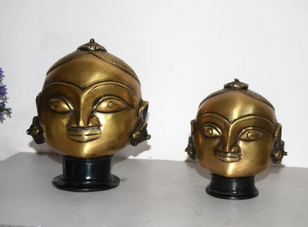 Handmade Brass Parvati and Gauri Goddess Face Sculpture - Divine Hindu Statue for Home Altar, Pooja Room Decor & Spiritual Gift