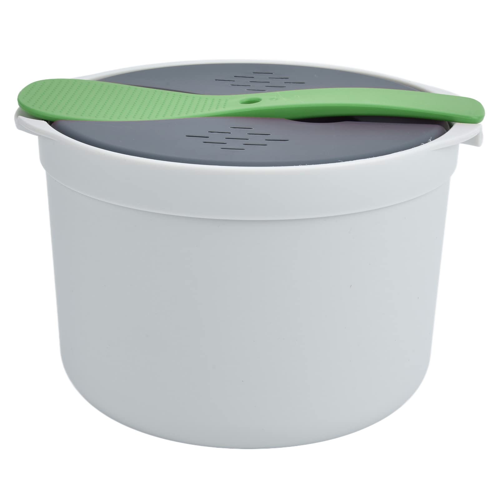YOUTHINK 2L Microwave Rice Cooker - BPA-Free Food Grade PP Material, Includes Steaming Pot, Rice Spoon, Lid & Strainer - Dishwasher Safe, Perfect for Dorm, Office & Travel - Green
