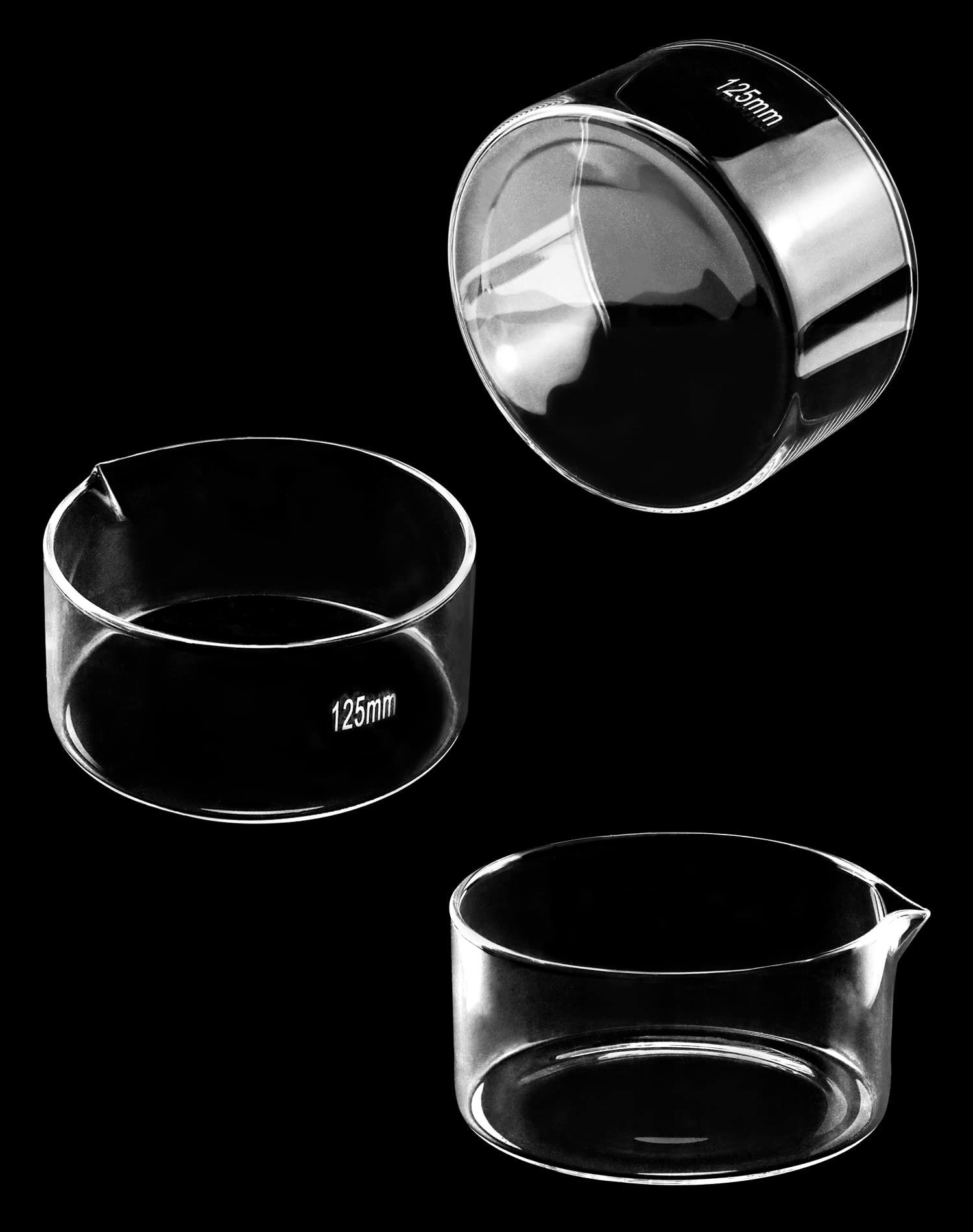 QWORK 500ml Crystallizing Dishes, 2 Pack Borosilicate 3.3 Glass Lab Dishes with Flat Bottom, Spout & Heavy Rim - for Chemistry Experiments, Science Classrooms, Home DIY Projects & Kitchen Use