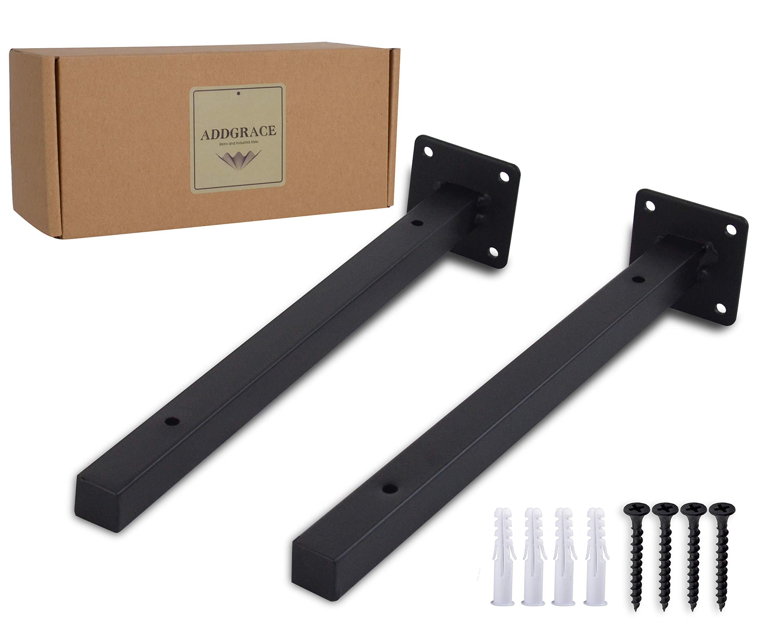 Heavy Duty 10 Inch Black Industrial Shelf Brackets - Metal L Brackets for Floating Shelves, Wall Mounted Shelving Support - Perfect for Garage, Kitchen, Warehouse Storage Organization