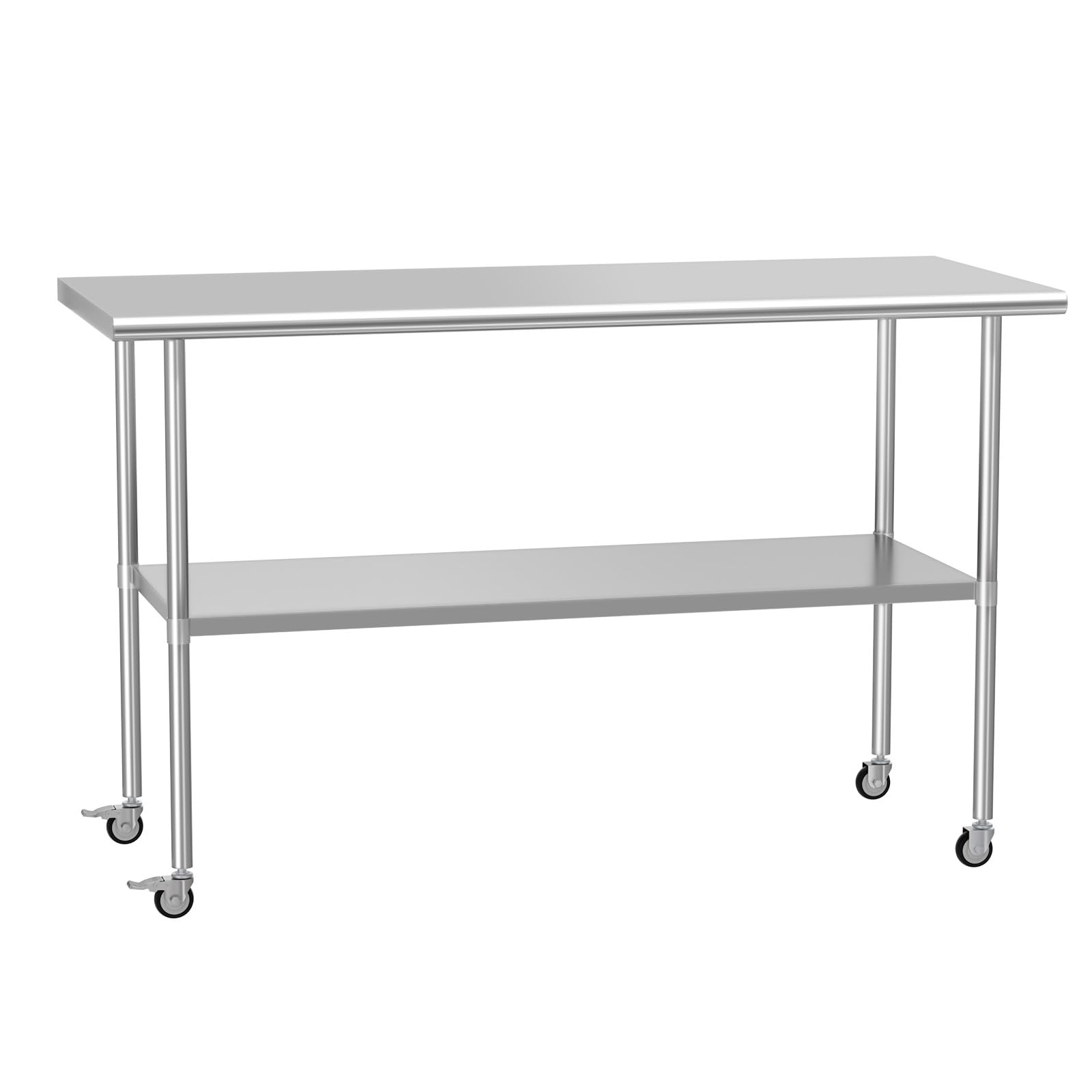 Stainless Steel Prep & Work Table with Adjustable Shelf & Wheels - 24