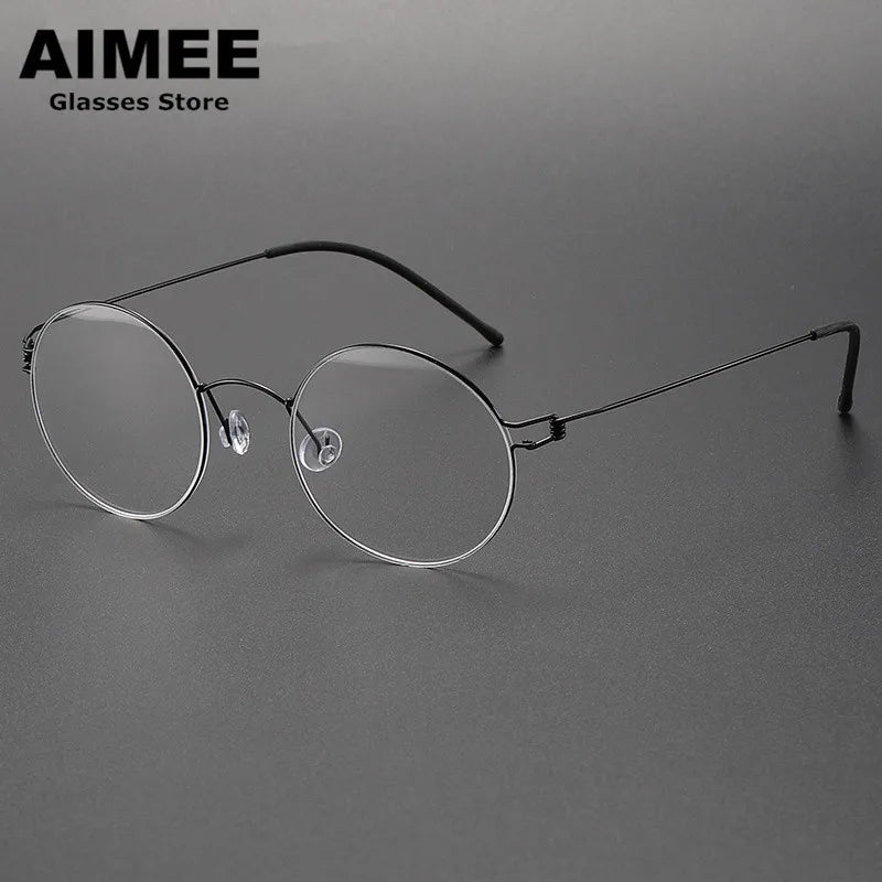 Aimee Women's Semi Rimless Round Titanium Eyeglasses Frame 942125 - Lightweight & Durable for Work, Reading & Everyday Wear