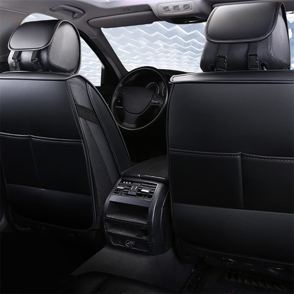 Luxury PU Leather Front & Rear Seat Covers with Headrest Backrest Cushions for Ford Crown Victoria - Breathable Comfortable Black & Blue Car Seat Protectors - Perfect for Daily Commute, Road Trips & Car Interior Protection