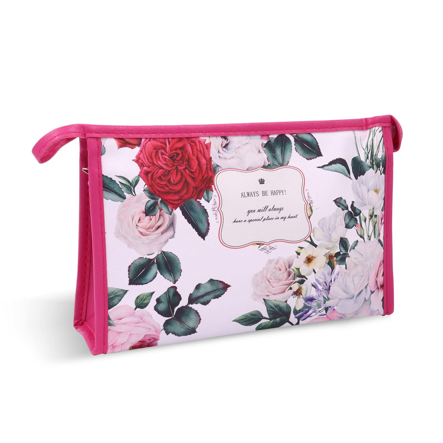 **Ayaha PU Floral Print Makeup Pouch for Women – Stylish Cosmetic Bag for Travel & Daily Use | Waterproof Toiletry Organizer | Perfect for Makeup Brushes, Lipsticks & Skincare Essentials**    *(Use Cases: Ideal for travel, gym, daily makeup storage, or as a stylish gift for women.)*
