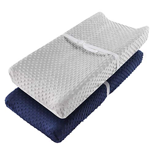 Soft & Comfy Minky Dot Baby Changing Pad Cover - Waterproof & Hypoallergenic for Nursery, Diaper Bag & On-the-Go Use