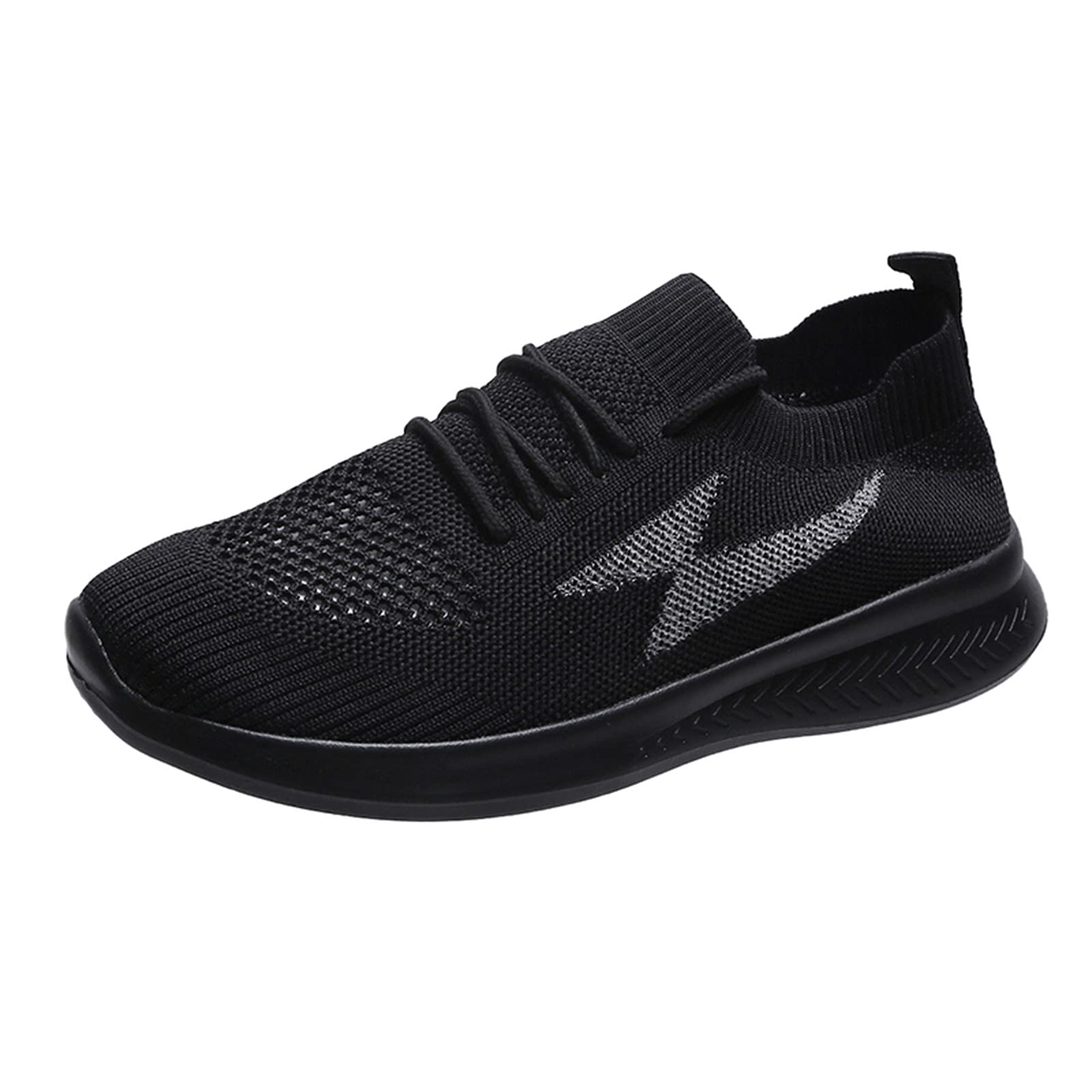 WSVVMQY Women's Black Backless Wedge Loafers - Casual Lace-Up Mesh Sneakers for Summer Walking | Comfortable Slip-On Shoes for Ladies, Office & Outdoor Activities