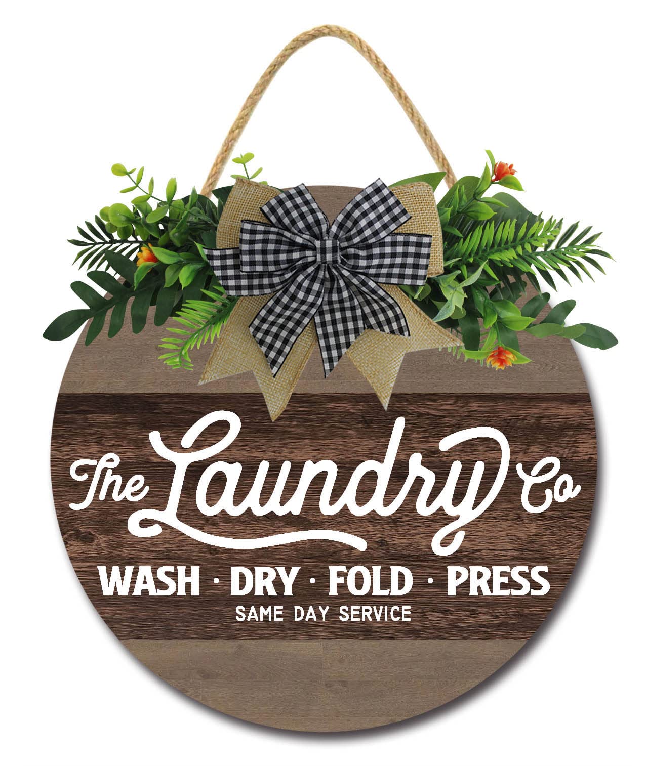 Vintage Wooden Laundry Room Hanging Sign Decor - 11.2