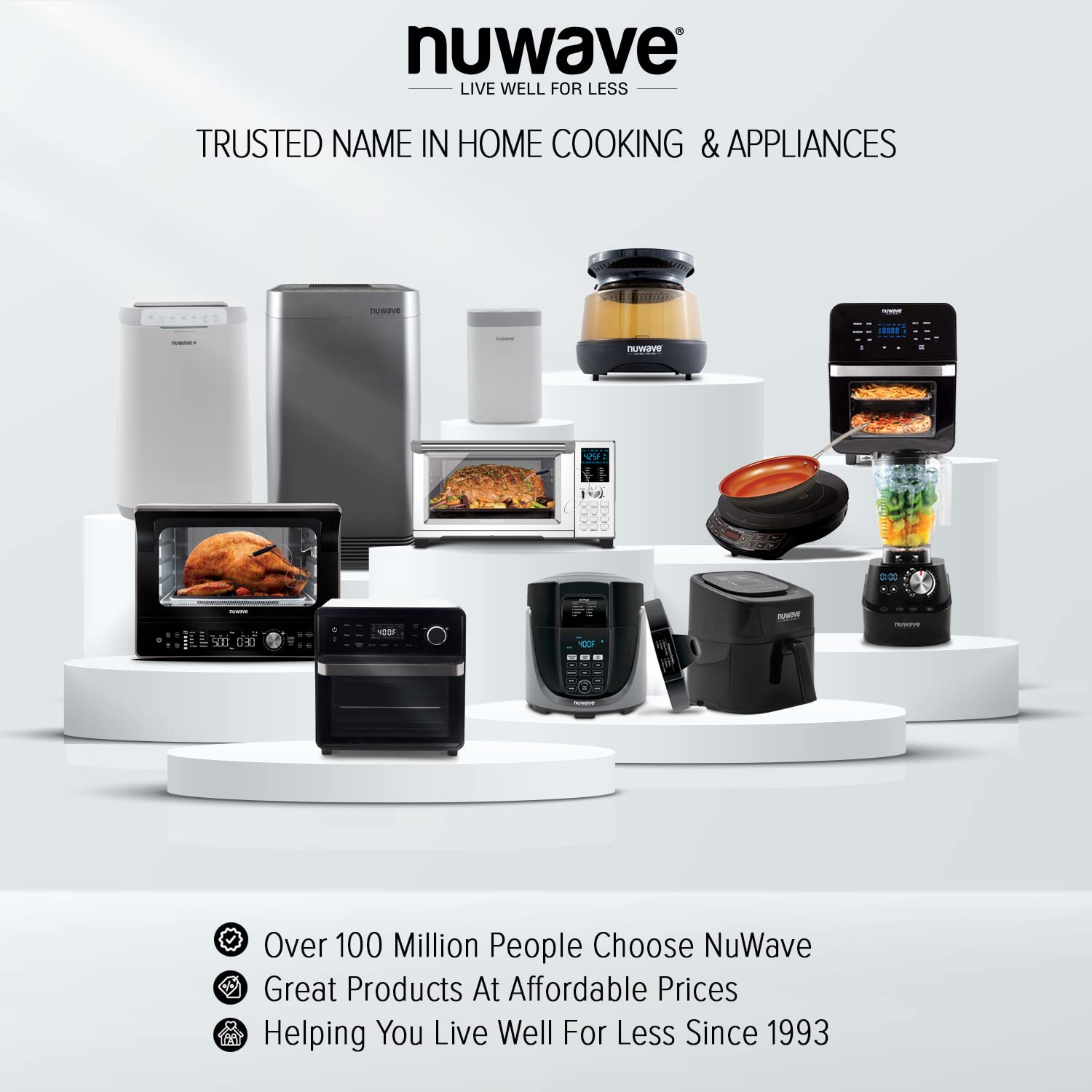 NUWAVE 6 QT Air Fryer Accessories Set - 6 Silicone Egg Rings, Stainless Steel Toaster Rack & Bacon Rack - Perfect for Breakfast Meal Prep, Air Fryer Cooking & Healthy Low Fat Recipes