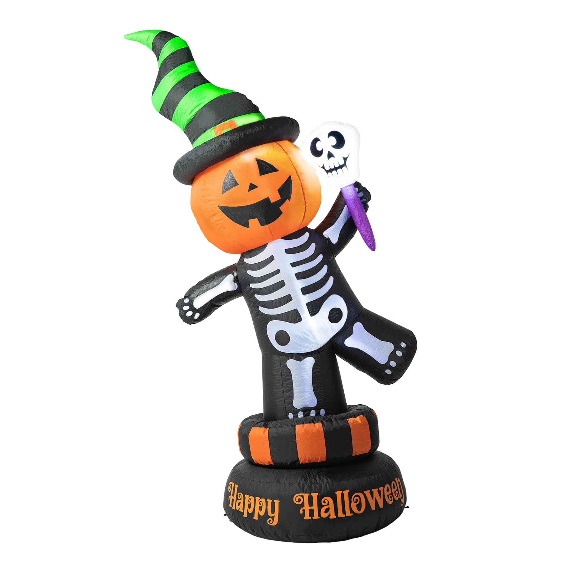 6 Ft Halloween Inflatables with Rotating Pumpkin Ghost - Outdoor Decor with Built-in LED Lights for Yard, Garden, Lawn - Spooky Blow Up Decorations for Holiday Parties, Indoor and Outdoor Use - Perfect for Halloween Decor, Trick or Treat Events, and Seasonal Home Decoration