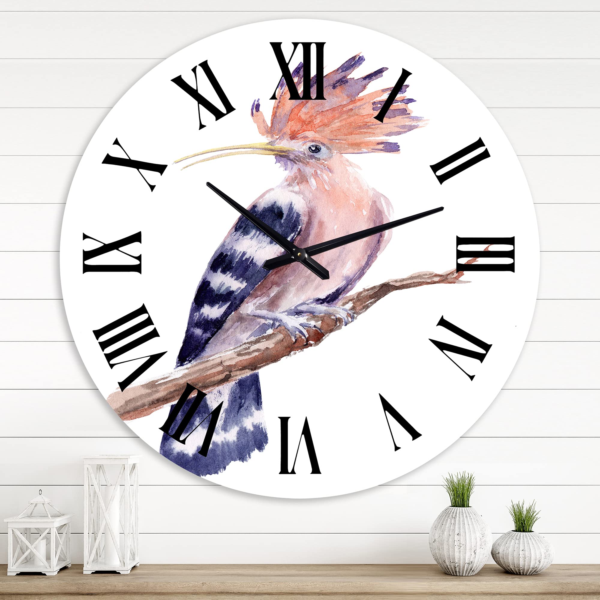 Vintage Hoopoe Bird Wall Clock - Large Traditional Decorative Clock with Branch Design for Living Room, Bedroom & Office | Silent Non-Ticking Home Décor | Perfect Gift for Housewarming & Birthday
