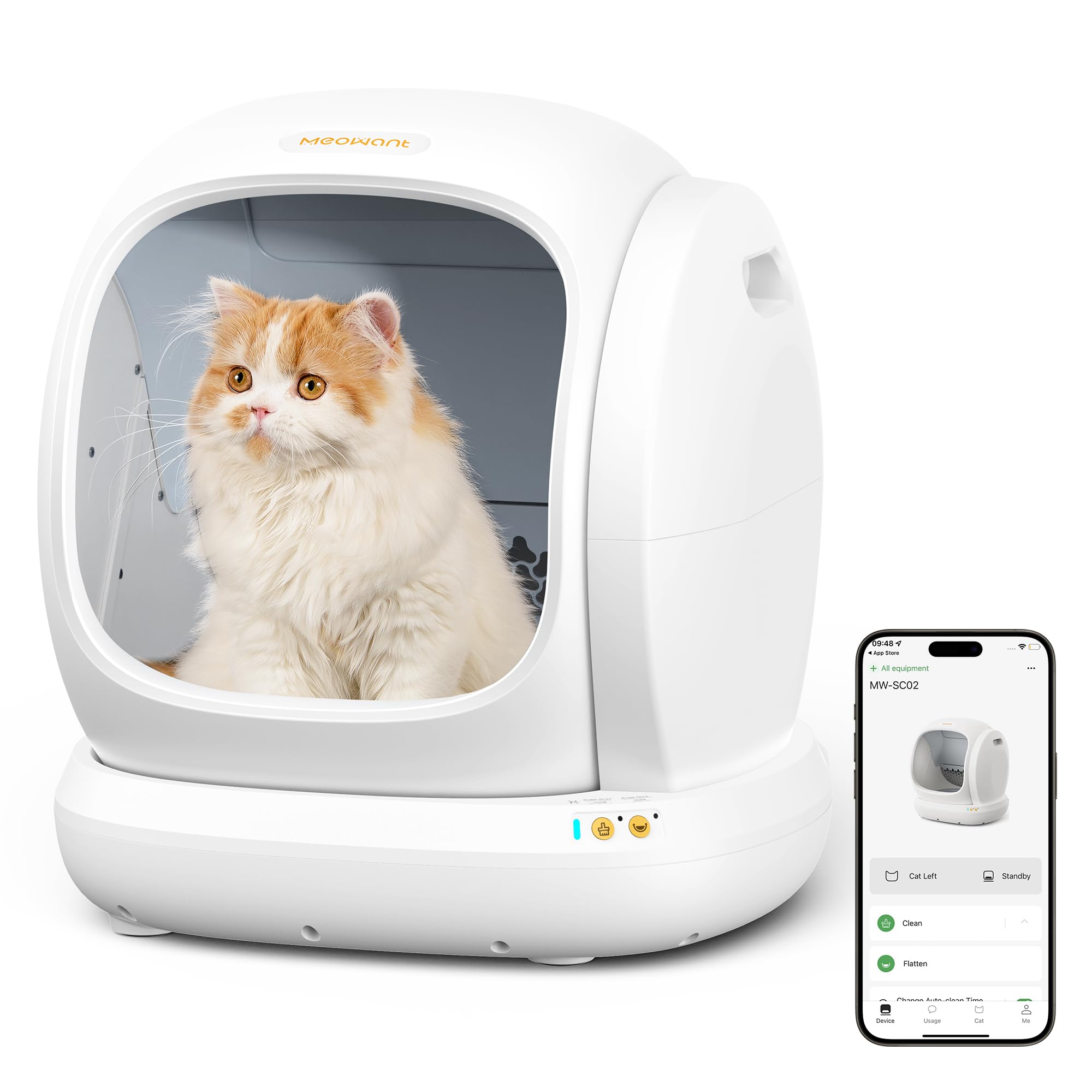 MeoWant Self-Cleaning Cat Litter Box - Open Top Automatic Litter Box with Safety Protection & App Control | Odor-Free Solution for Multiple Cats | Perfect for Smart Homes & Busy Pet Owners