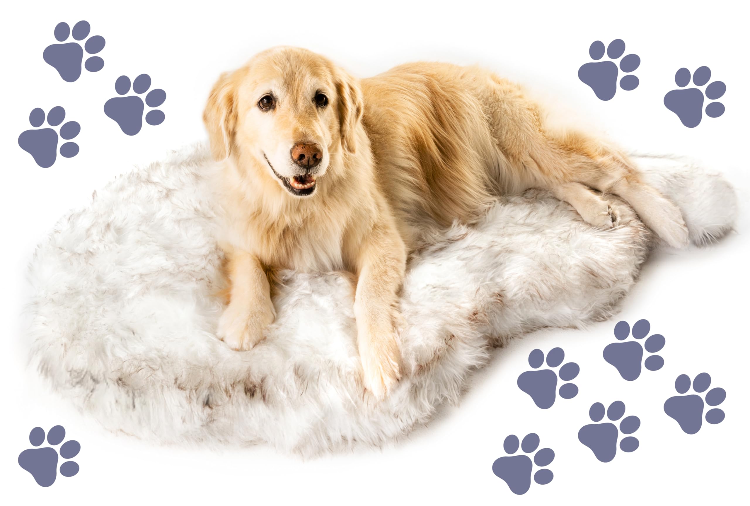 Orthopedic Dog Bed for Large Dogs - Memory Foam Support with Soft Faux Fur Cover - Waterproof & Machine Washable Pet Bed for Joint Pain Relief - Extra Large White Couch Bed - Perfect for Living Room, Bedroom & Pet-Friendly Spaces