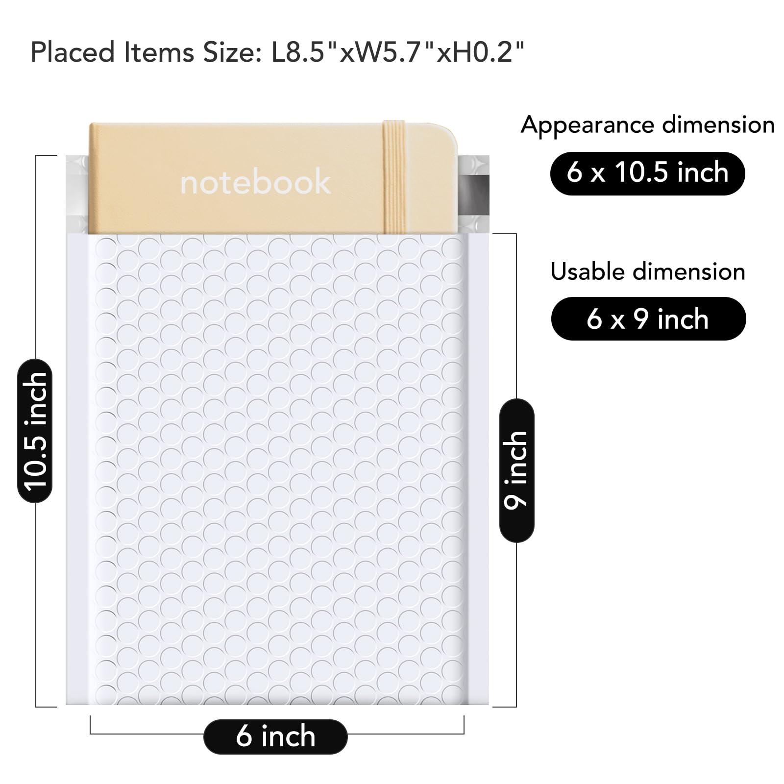Fuxury 6x10 Inch Bubble Mailers 600 Pack - White Padded Envelopes with 6x9