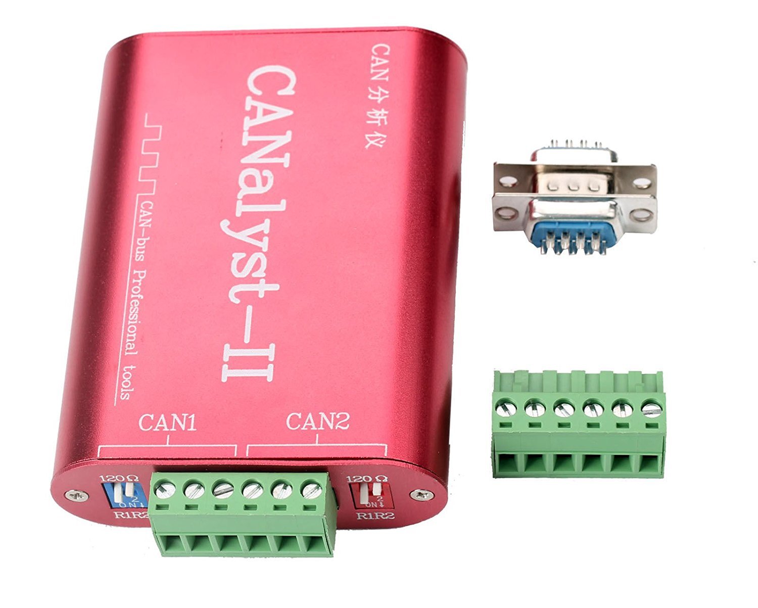 CANalyst-II USB to CAN Bus Analyzer Adapter - CAN-Bus Converter with OBD Plug for Automotive Diagnostics | Compatible with ZLGCANpro Software | Ideal for Vehicle ECU Programming, Industrial CAN Network Testing & OBD-II Data Monitoring