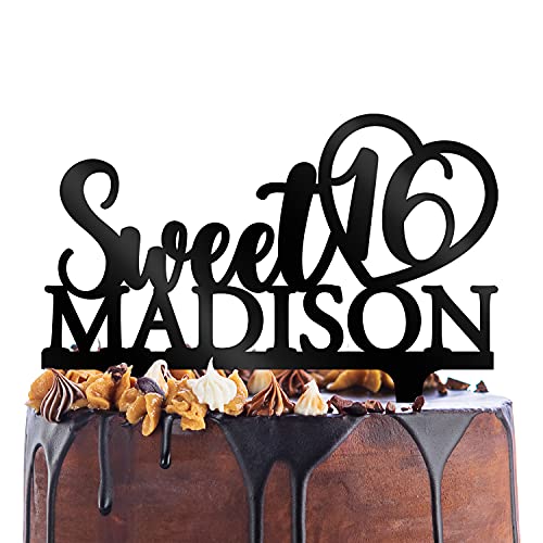 Custom Sweet 16 Cake Topper - Personalized Happy Birthday Cake Decorations for Sweet 16 Party - Acrylic Cake Topper in 3 Colors - Perfect for Birthday Celebrations & Milestone Events