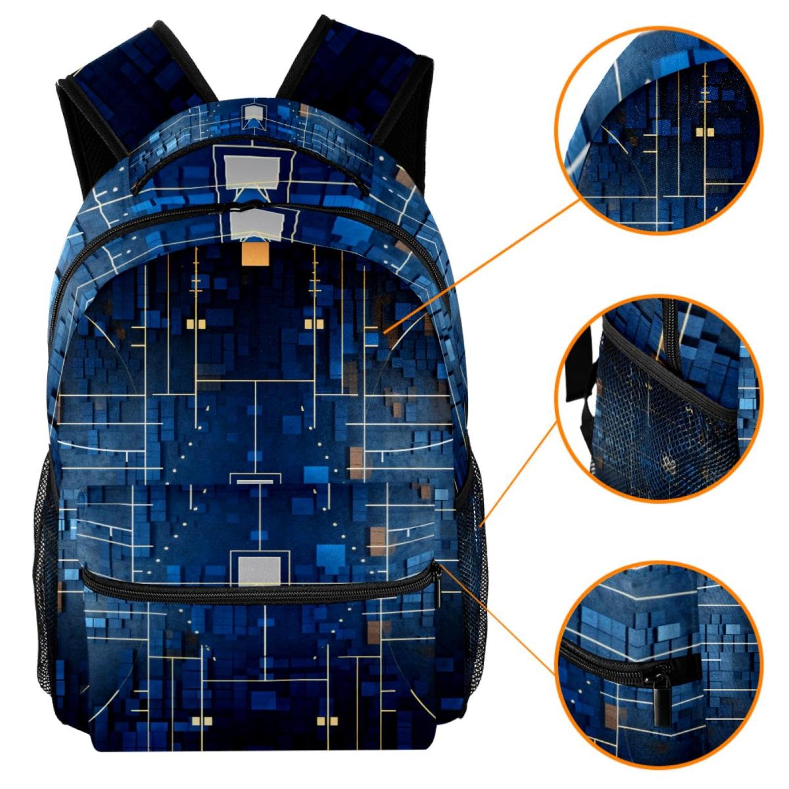 Men's & Women's Travel Backpack - Lightweight Durable Hiking Backpack with Basketball Court Art Design - Perfect for College, Gym, Work & Outdoor Adventures