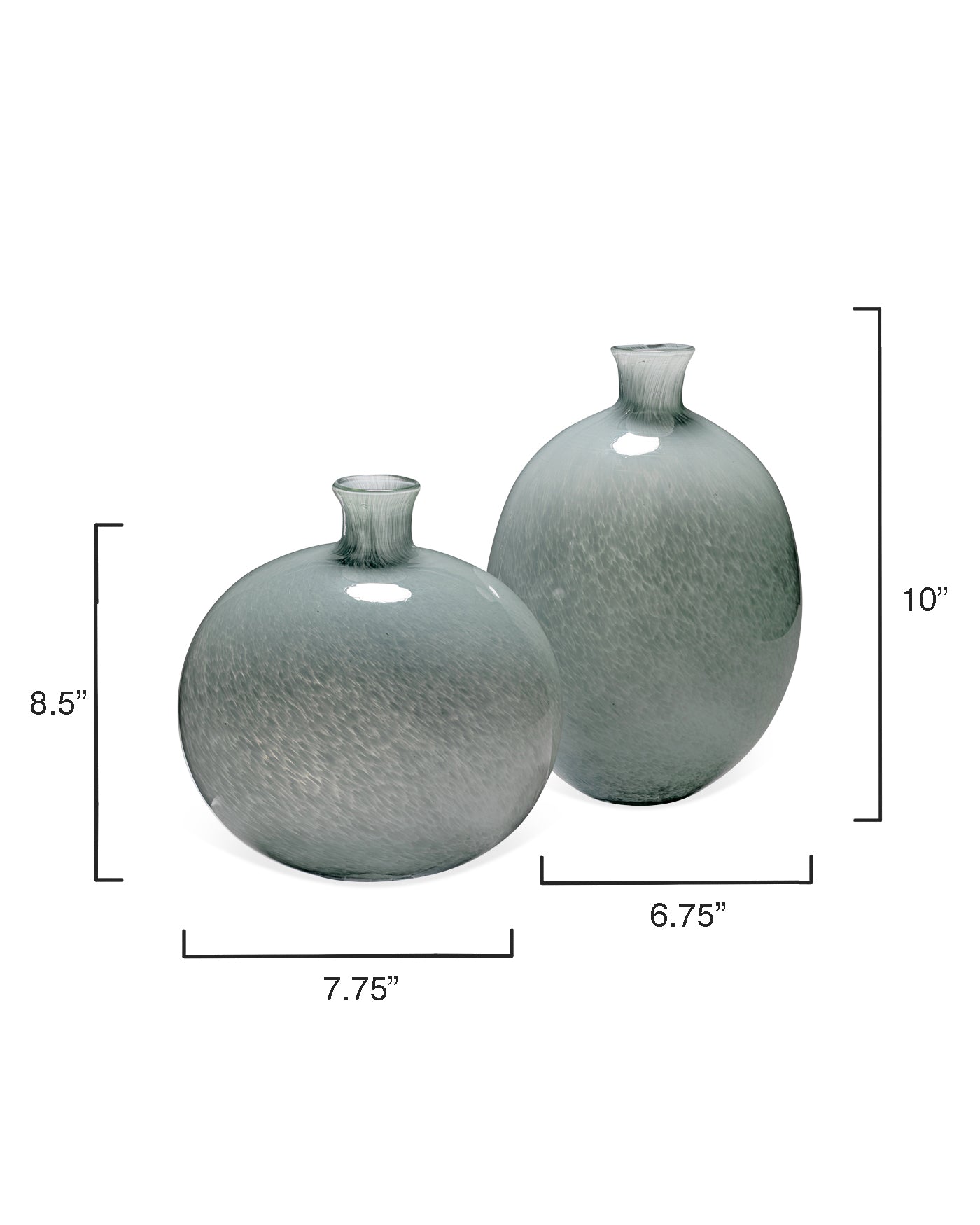 Minx Vase Set of 2 - Modern Grey Blue Ceramic Flower Vases for Home Decor, Wedding Centerpieces & Tabletop Arrangements