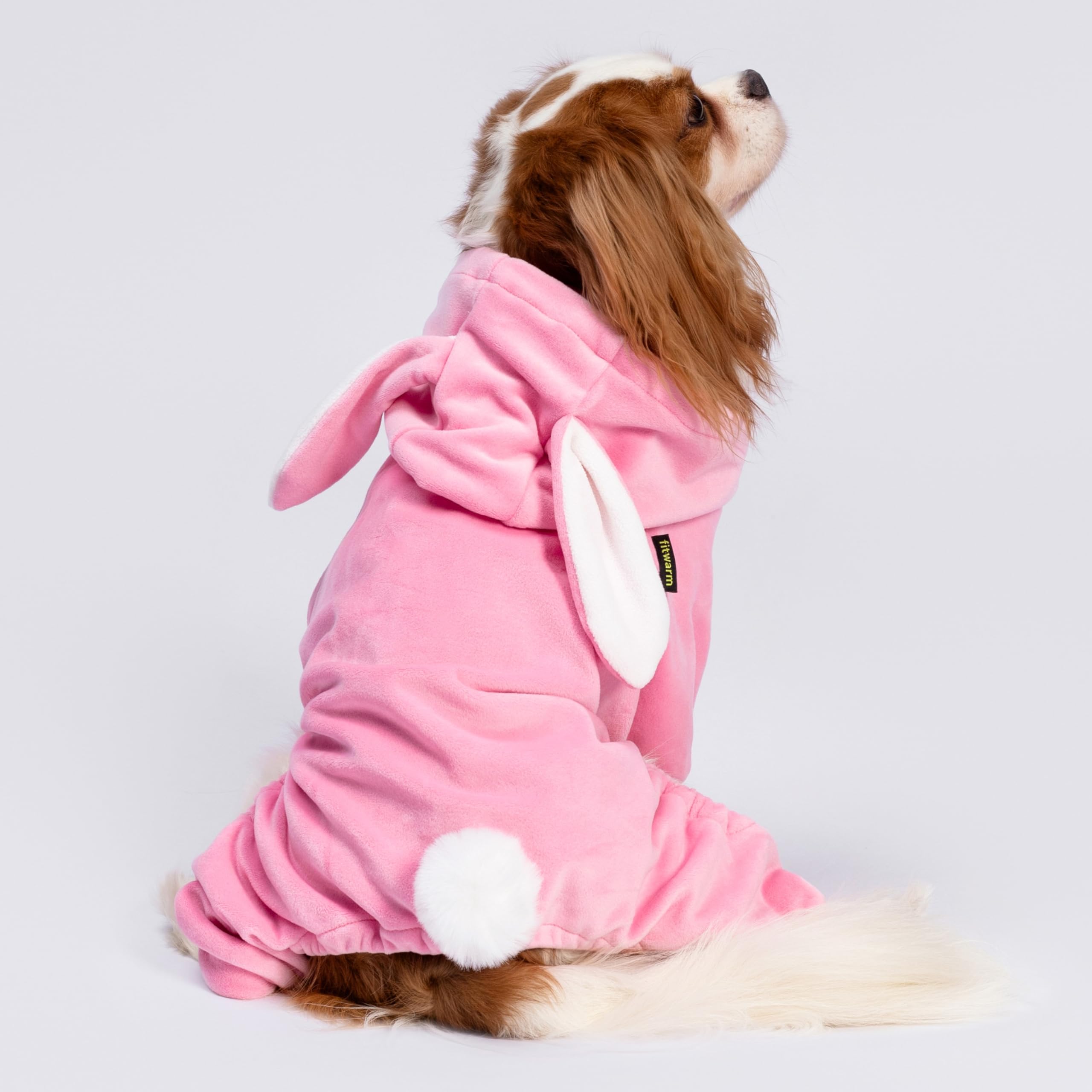 Fitwarm Halloween Bunny Dog Costume - Funny Hooded Pajamas for Small Dogs | Pink & White Pet Apparel (XS) | Perfect for Halloween Parties & Photo Shoots