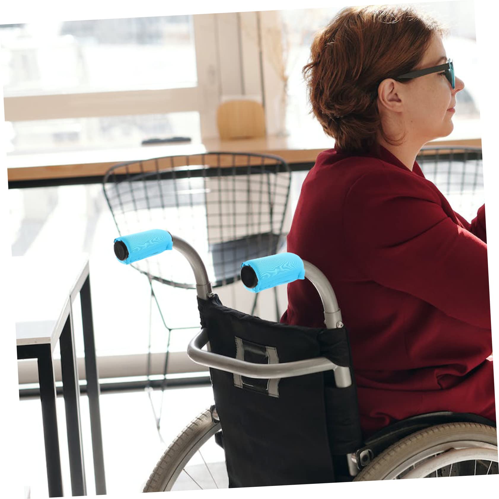 2 Pack Wheelchair Handle Covers - Non-Slip Grip Sleeves for Walkers & Rollators, Comfortable Polyester Padding for Elderly Wheelchair Users (Green) - Ideal for Daily Mobility Assistance & Hand Protection