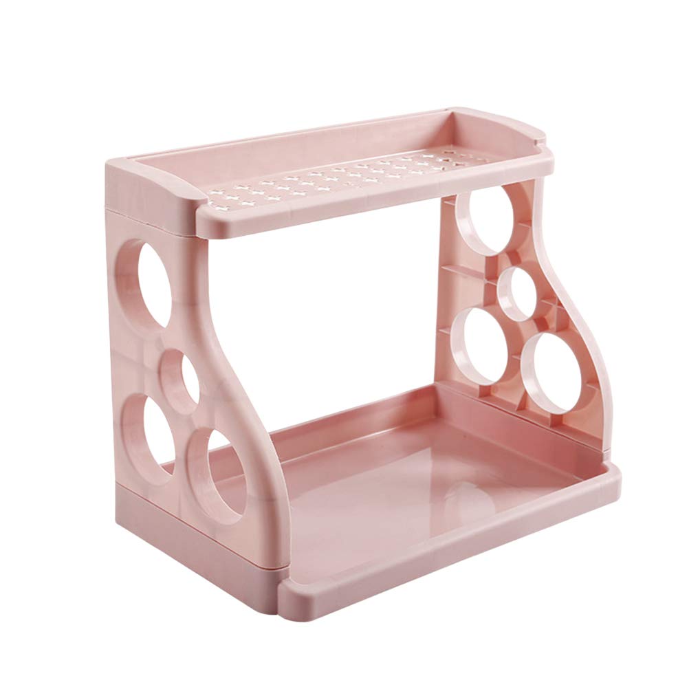 Amosfun Nordic Style Double Layer Storage Shelf - Bathroom & Kitchen Organizer, Spice Rack, Multifunctional Storage Solution for Home, Office, and Dorm Use