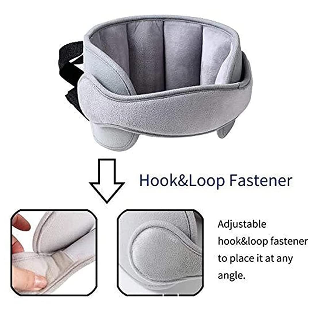 Adjustable Infant Car Seat Head Support Band - Soft Neck & Head Protector for Babies & Toddlers - Grey Safety Cushion for Car Seats & Booster Seats - Perfect for Road Trips & Long Drives