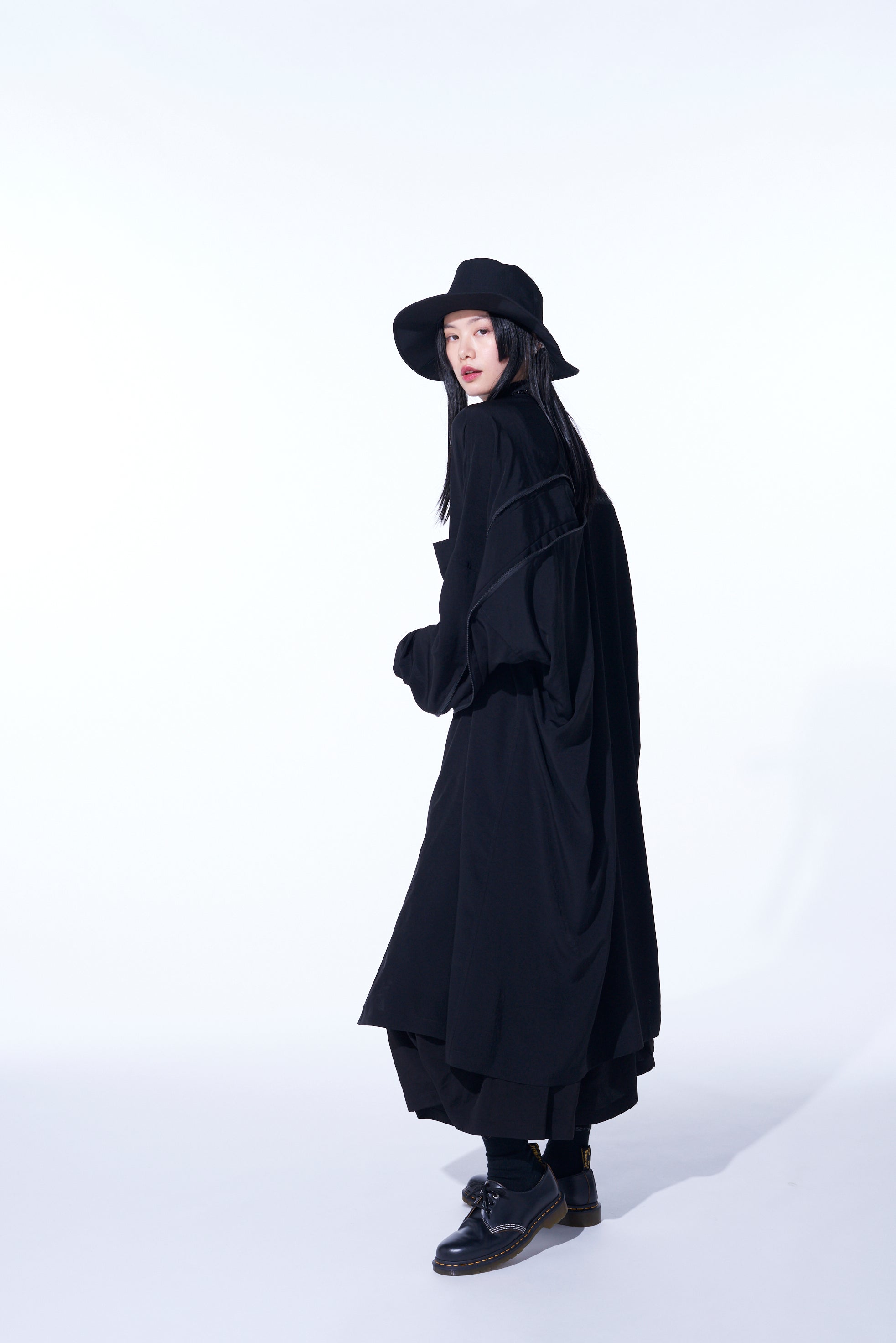 Elegant Crepe de Chine Back Yoke Zip Coat for Women – Perfect for Office Wear, Evening Outfits & Fall Layering
