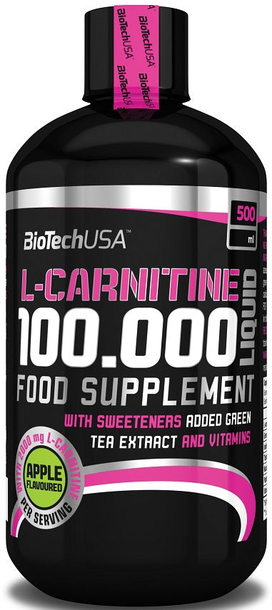 BioTechUSA L-Carnitine 100,000 Liquid Supplement - Cherry Flavor 500ml for Energy Boost & Weight Management - Pre-Workout & Post-Workout Recovery Drink