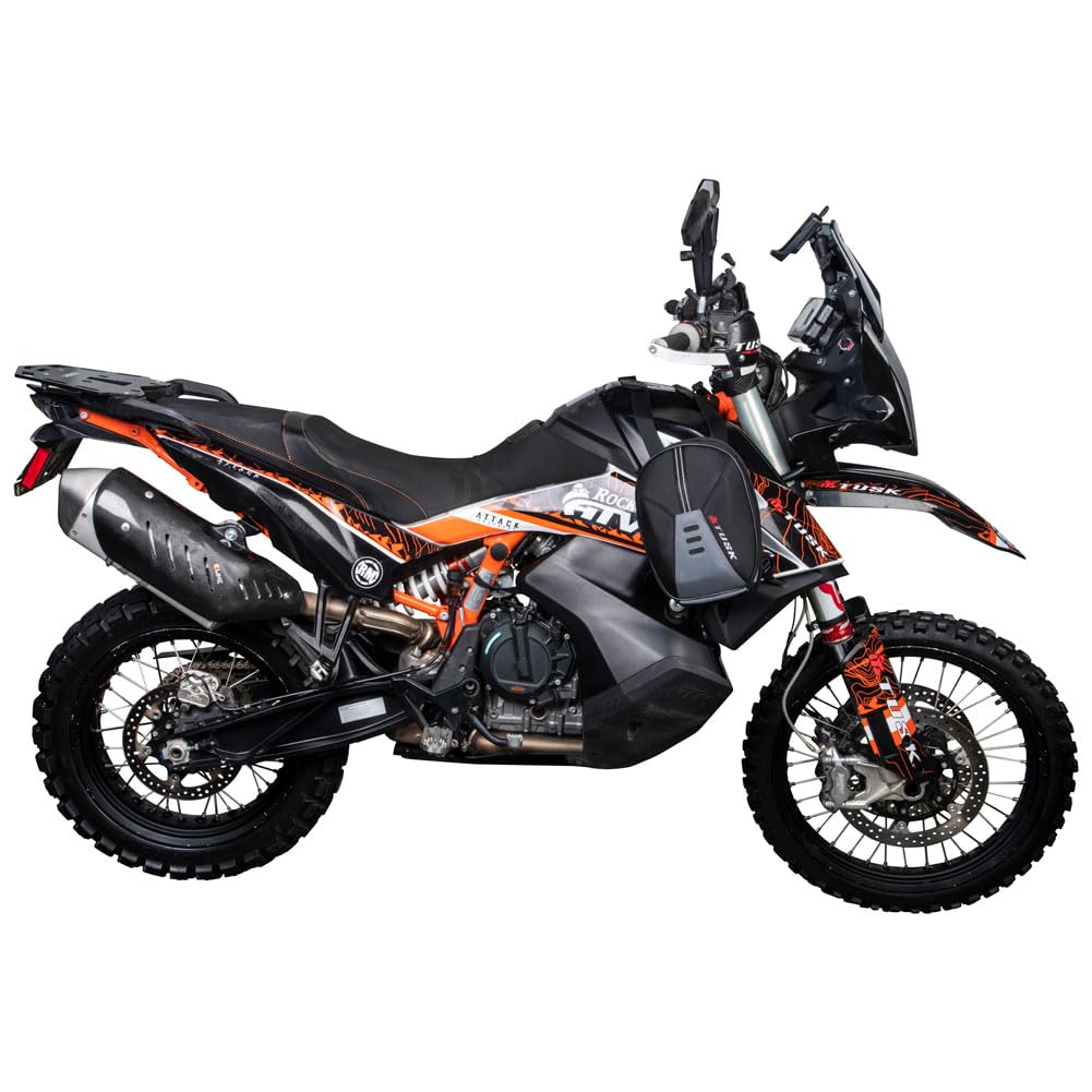 TUSK Sidekick Semi-Rigid Motorcycle Tank Saddle Bags - Waterproof Storage for ADV, Off-Road & Touring Bikes - Perfect for Camping Trips & Long-Distance Rides