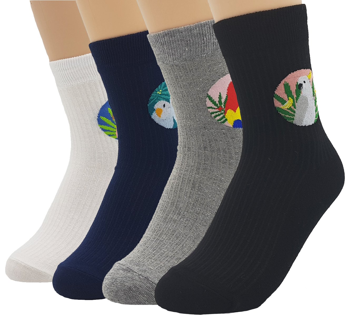 JJMax Women's Cute Animal Print Cotton Blend Socks 6-Pack - Soft Comfortable Casual Crew Socks for Everyday Wear, Gifts, Home & Office