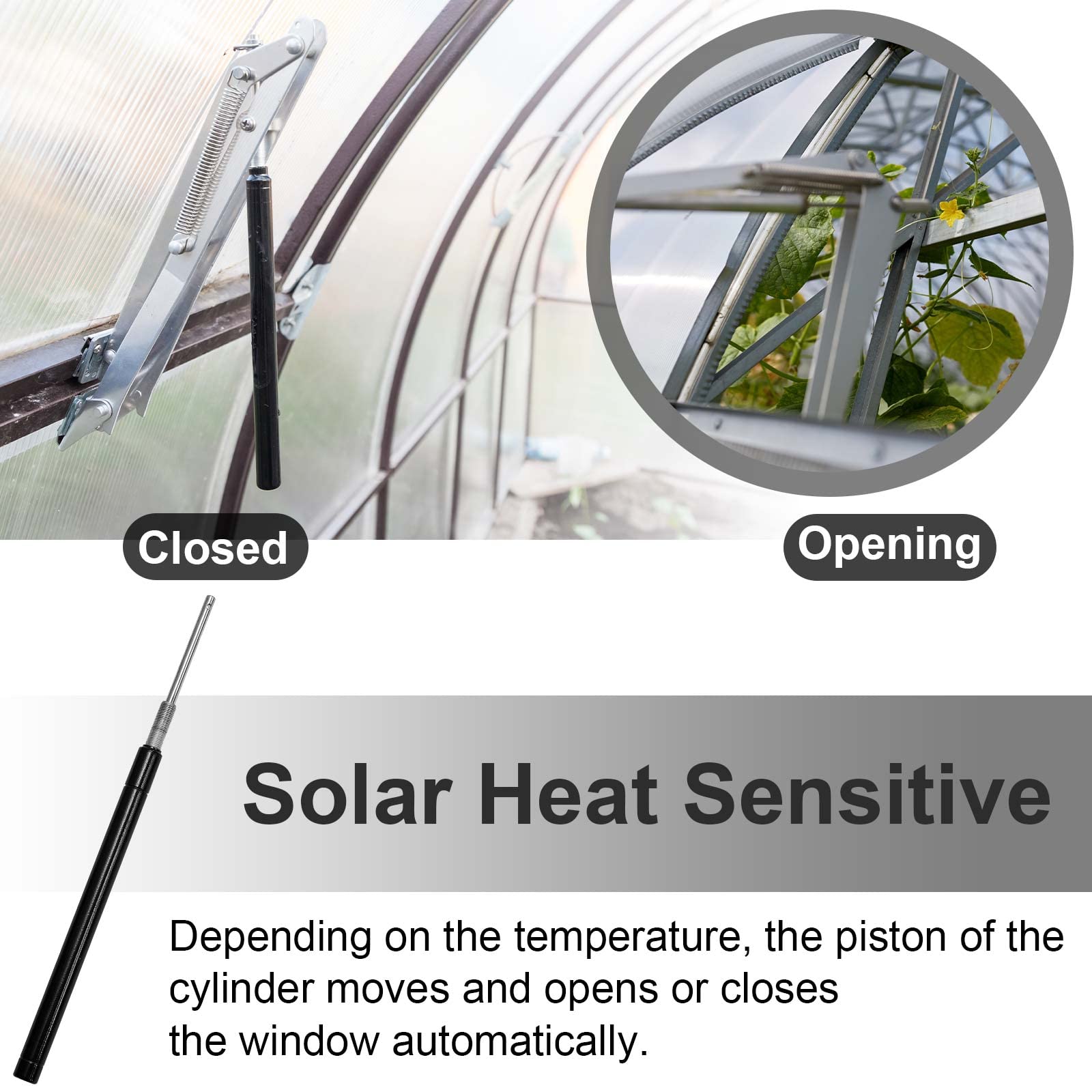 Amylove 2 Pack Automatic Greenhouse Roof Vent Openers - Dual Spring Solar Powered Ventilation Kit for Greenhouses, Sensitive Temperature Control, Replacement Gardening Accessories - Perfect for Home Gardens, DIY Greenhouses & Plant Nurseries