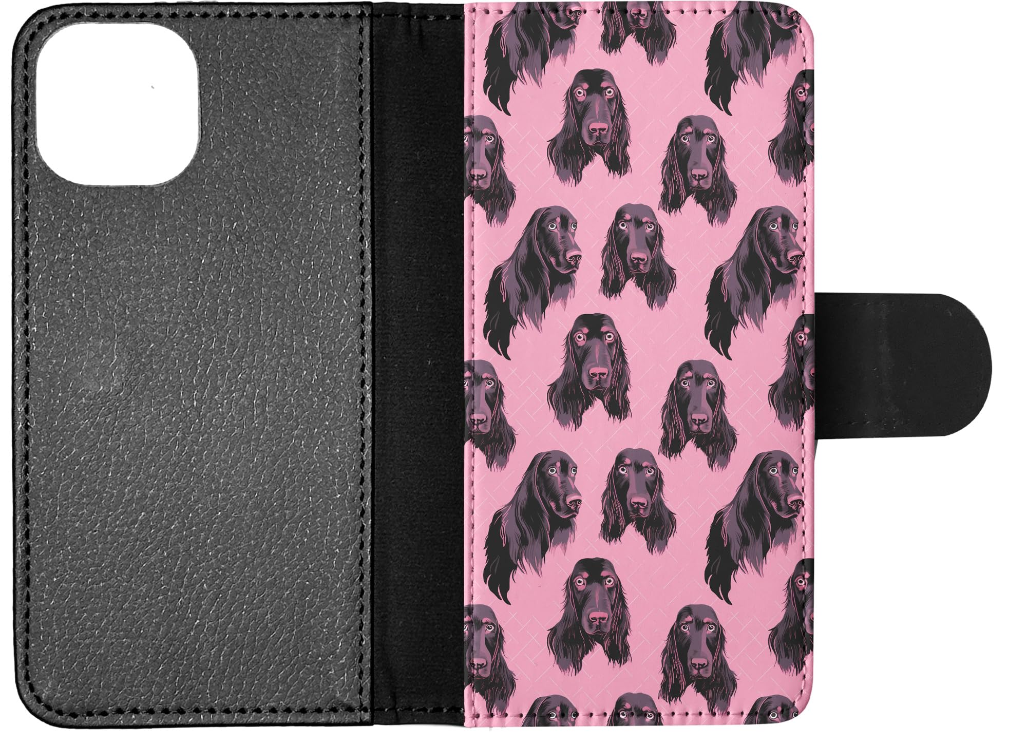 Cute Gordon Setter Puppy Dog Pattern Faux Leather Flip Wallet Phone Case for Apple iPhone 15 - Slim Protective Cover with Card Slots for Everyday Use & Travel