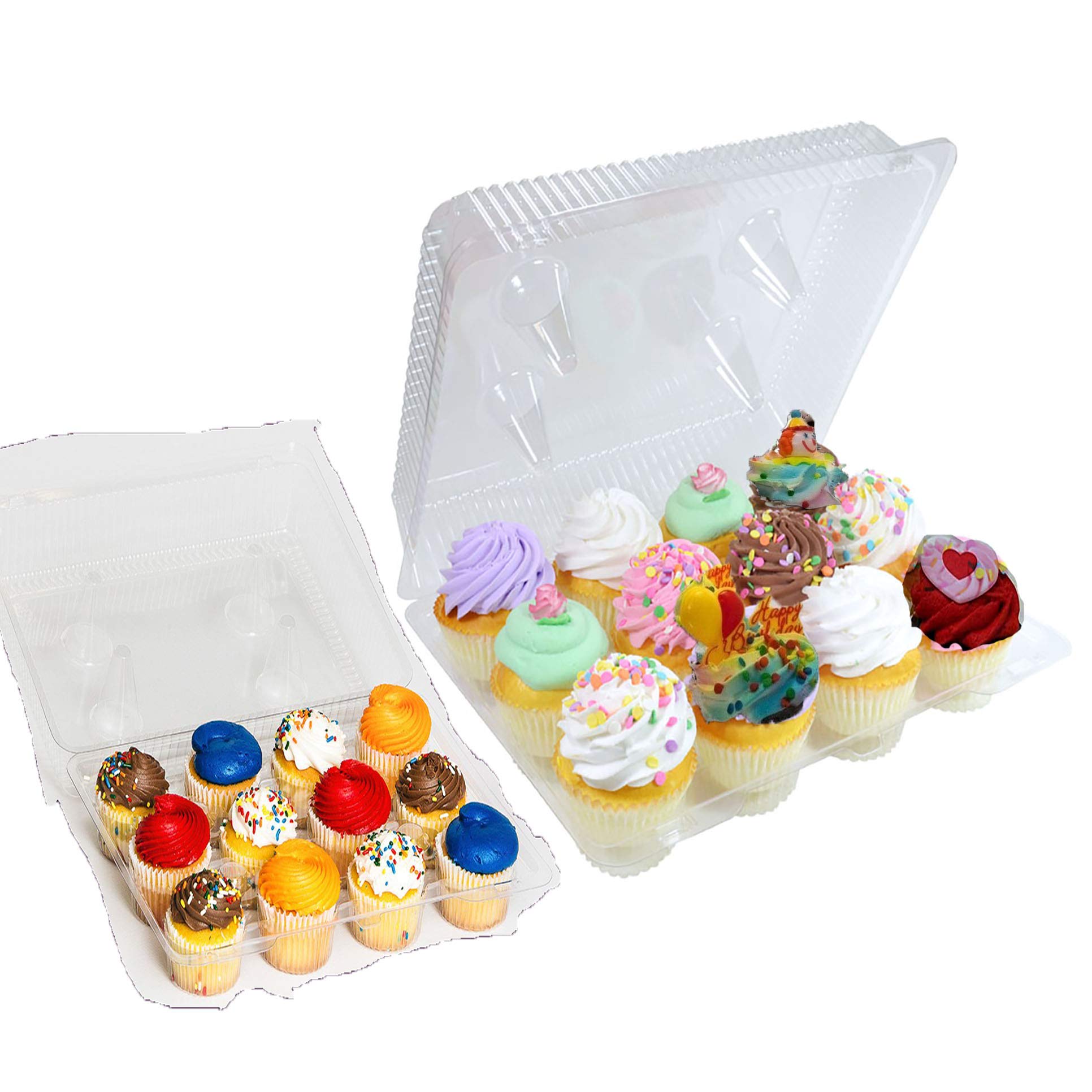 12-Count Mini Cupcake Containers | Disposable Plastic Cupcake Boxes with 12 Compartments | Perfect for Parties, Baking, and Dessert Display