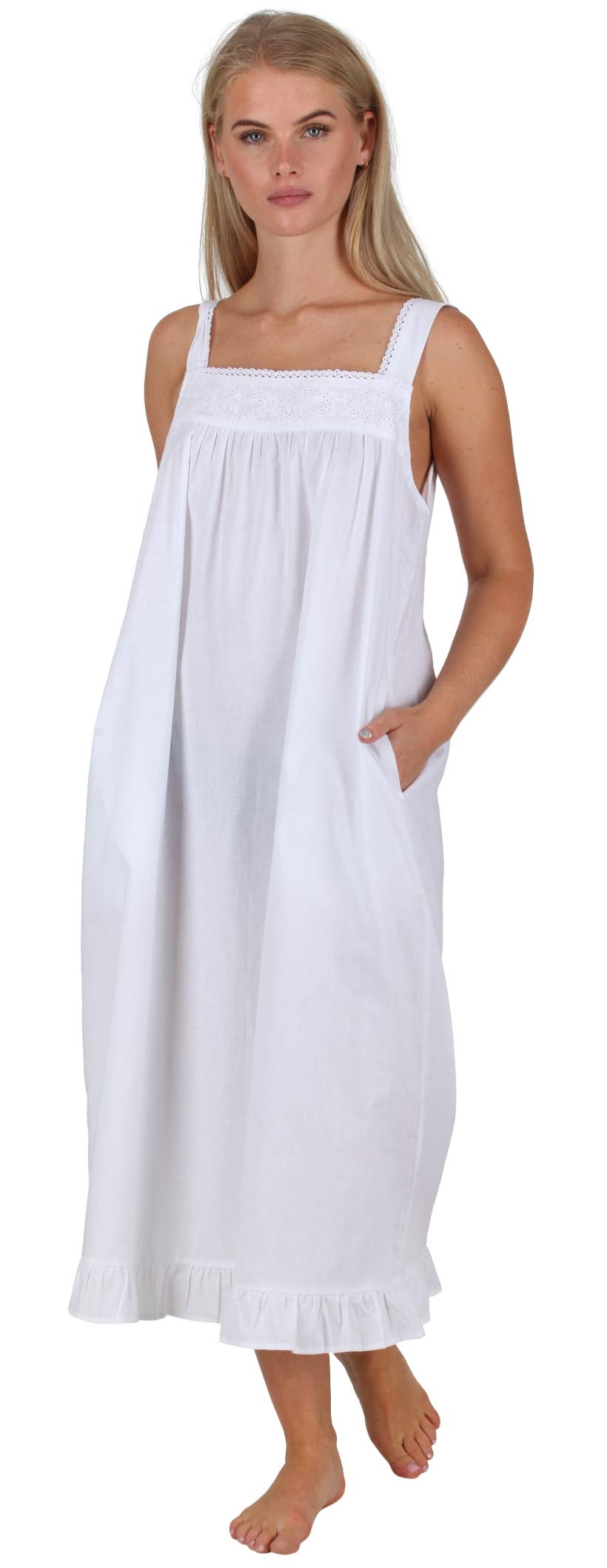 Adeline 100% Cotton Vintage Nightgown for Women - Soft White Sleepwear for Comfortable Nights & Relaxing Evenings at Home