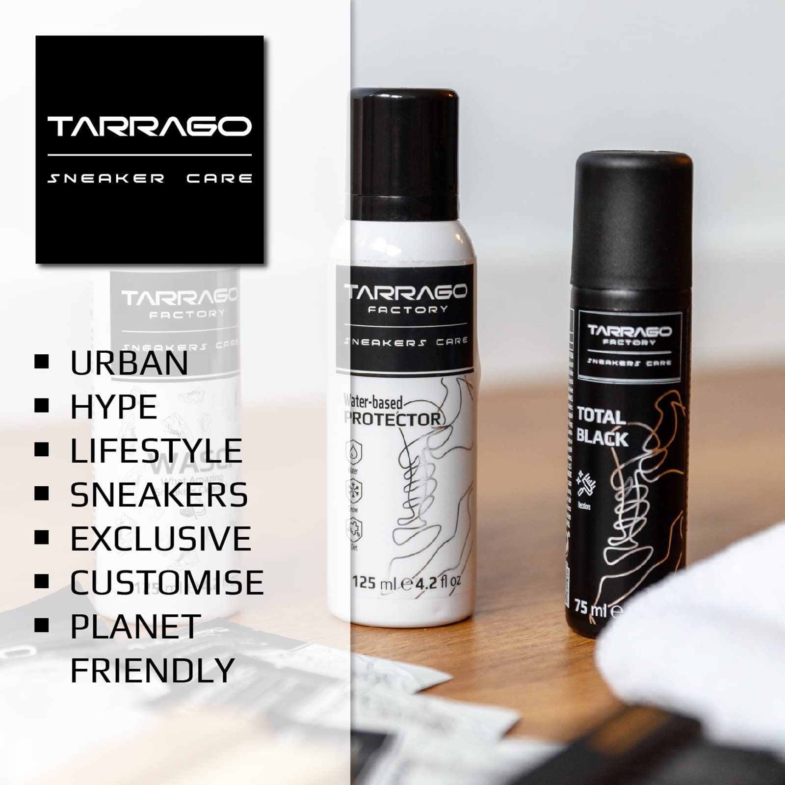 Tarrago Sneaker Care Cleaner Spray - Effective Shoe Cleaner for Suede, Leather, Nubuck, Canvas & More | 4.2 fl.oz Aluminum Bottle | Perfect for Daily Cleaning, Stain Removal & Sneaker Maintenance