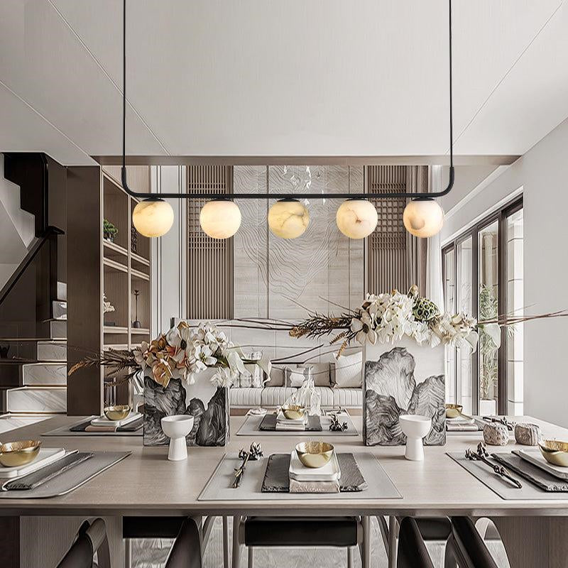 Merlin Amaris Alabaster Global Kitchen Island Pendant Light Fixture - 5-Light Modern Chandelier for Dining Room, Kitchen Counter & Breakfast Bar Lighting