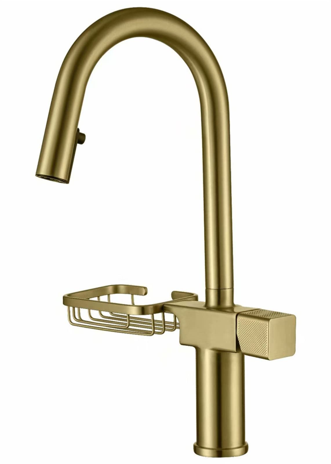Brushed Gold Pull-Out Kitchen Faucet with Sprayer - Hot & Cold Water Swivel Mixer Tap for Modern Farmhouse & Contemporary Kitchen Sinks | Perfect for Washing Dishes, Filling Pots & Cleaning Vegetables
