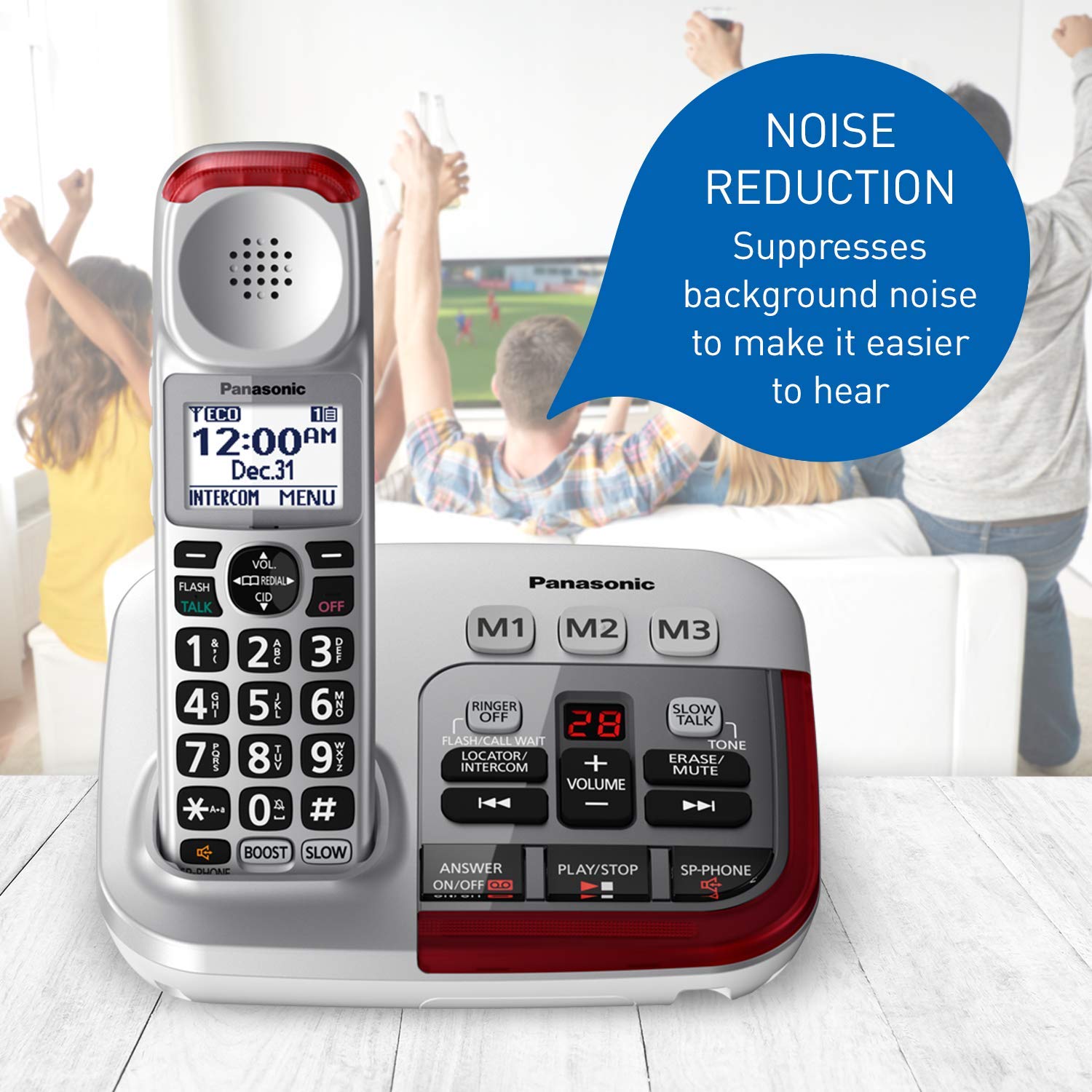 Panasonic KX-TGM490CS Silver Amplified Cordless Phone with Answering Machine, Call Blocking & Talking Caller ID - 1 Handset - Ideal for Home, Office & Elderly Users with Hearing Needs