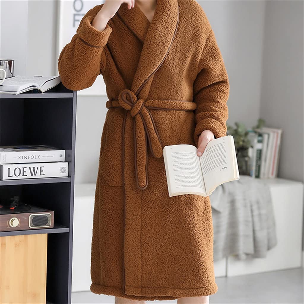 **Men's Flannel Bathrobe - Soft & Thick Long Sleepwear Nightgown for Home & Hotel Use - Winter & Autumn Comfort Wear (Color: B, Size: XXL) - Perfect for Lounging, Spa & Relaxation**
