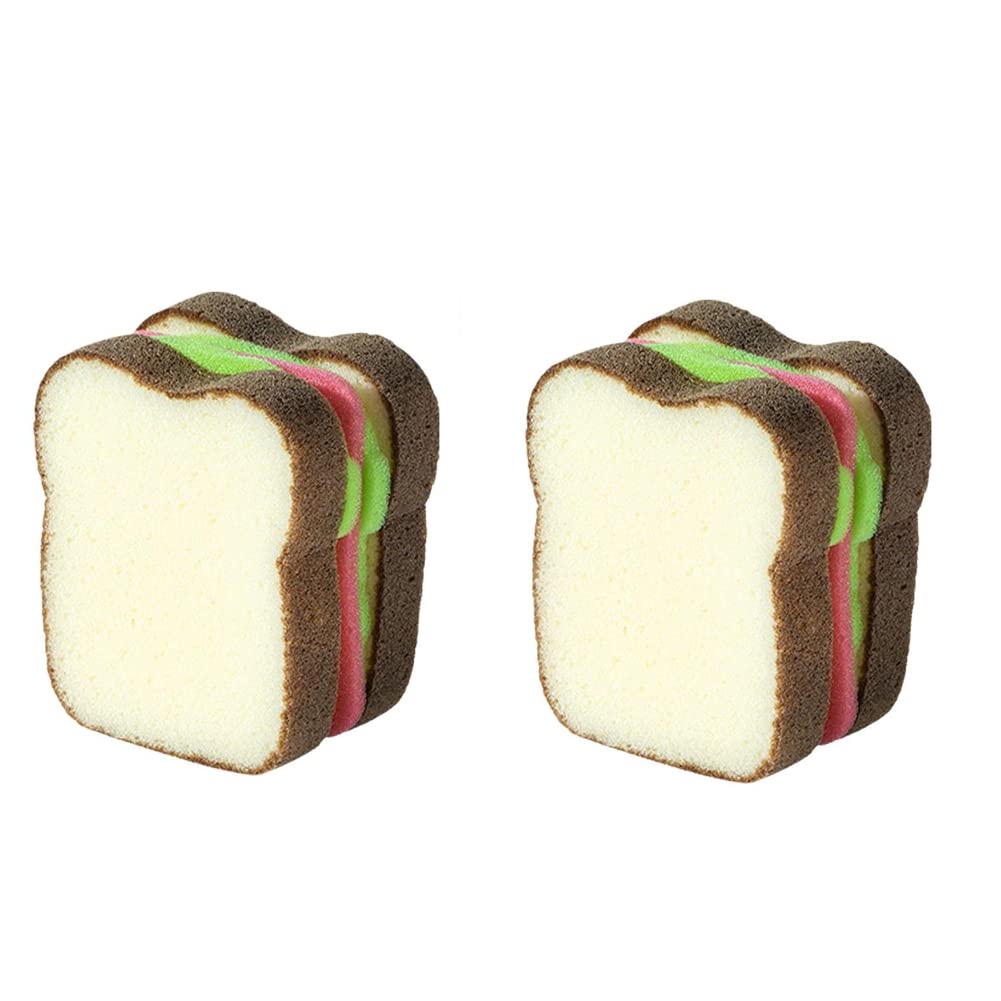 2-Pack Heavy Duty Scrub Sponges - Extra Thick Sandwich Style Dish Scrubbers for Deep Cleaning | Toast-Shaped Kitchen Sponges | Durable for Pots, Pans, Dishes & Countertops | Non-Scratch Cleaning for Stainless Steel & Non-Stick Cookware