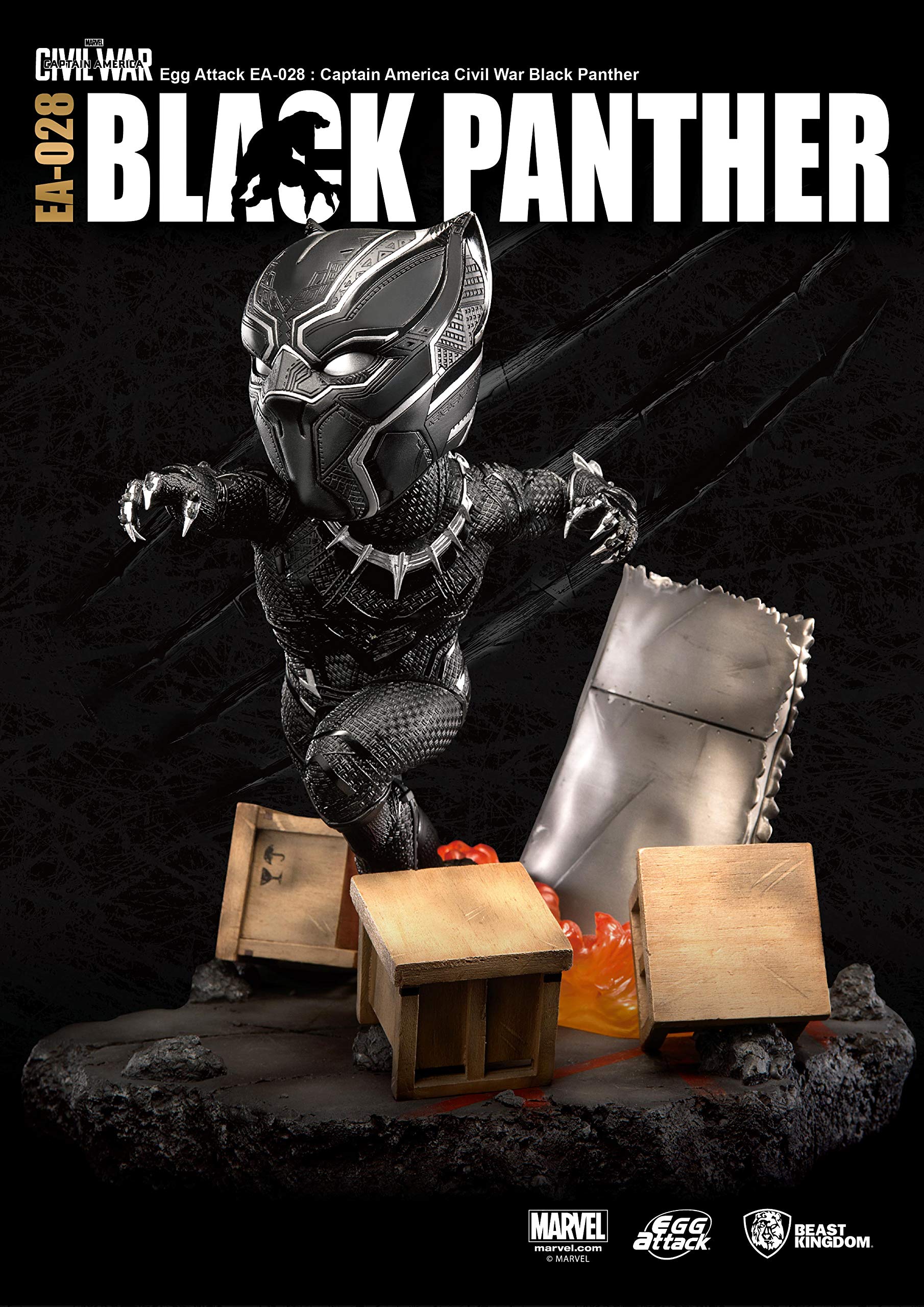Beast Kingdom Captain America Civil War: EA-028 Black Panther Action Figure - Premium Collectible for Marvel Fans & Display | Perfect for Home Decor, Office Display, and Gifts