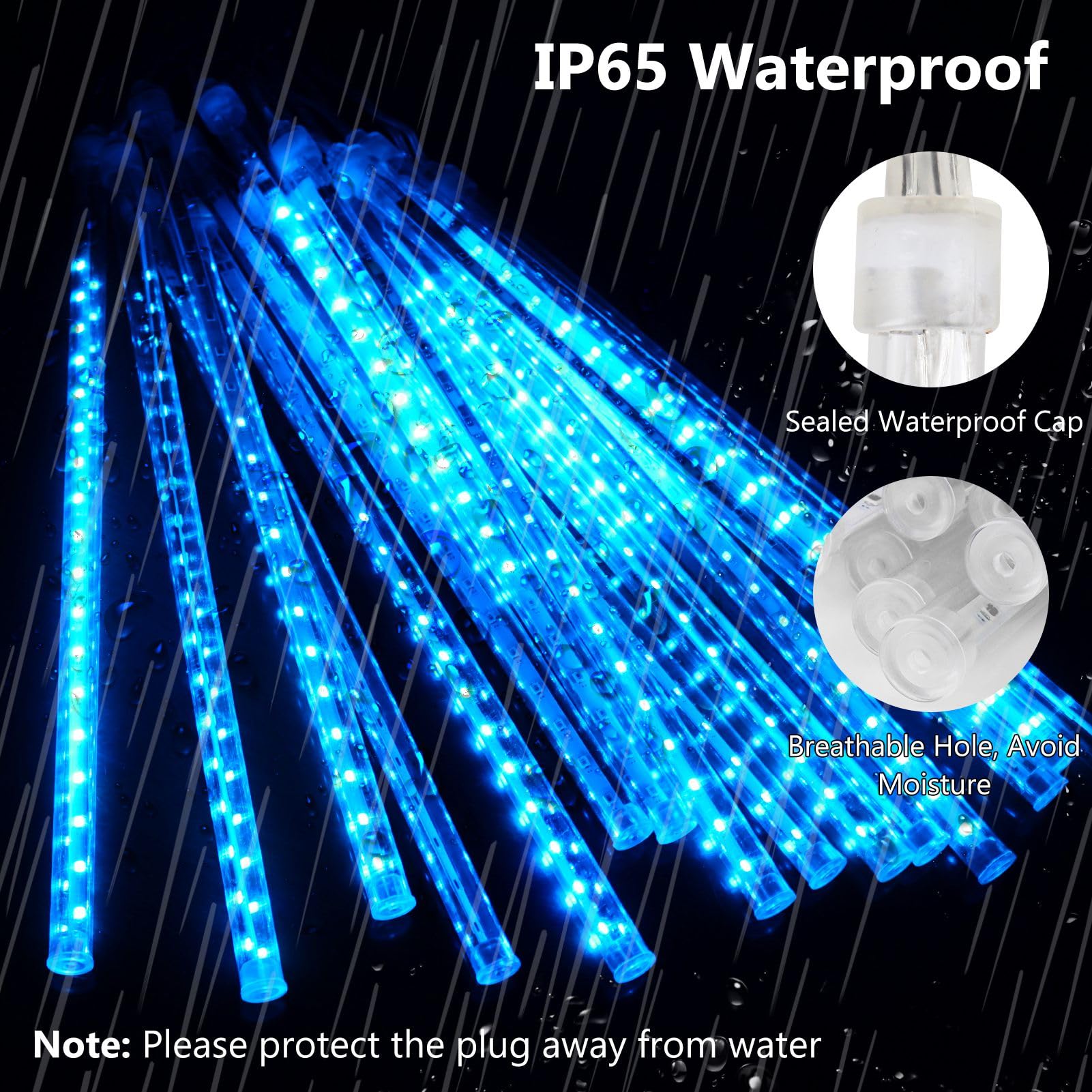 540 LED Meteor Shower Christmas Lights - 15 Tubes 30cm Outdoor Waterproof Icicle Lights for Party, Wedding, Tree & Garden Decorations (Blue) | Perfect for Holiday Displays & Winter Wonderland Scenes