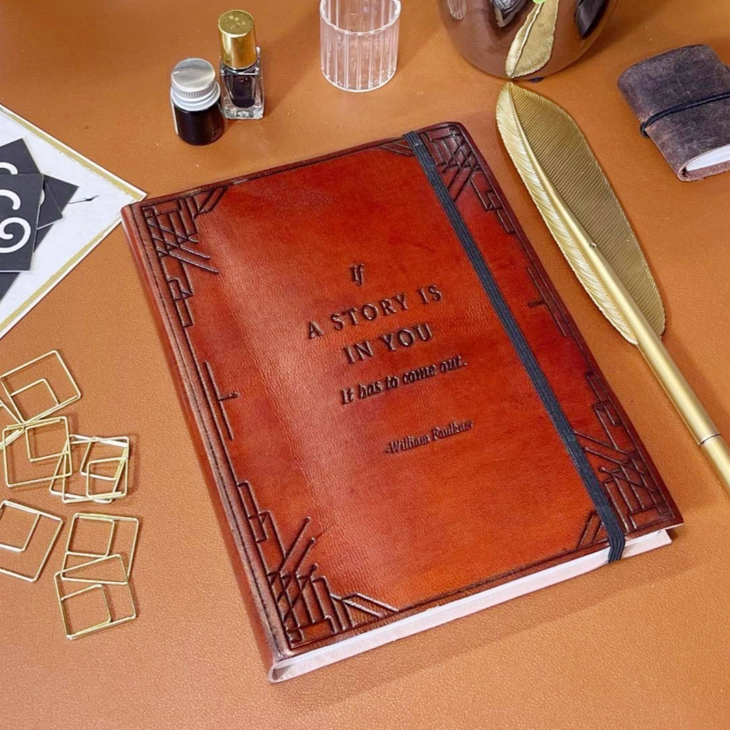 Handmade Leather Journal with Inspirational Quote - 5x7 Inches, Brown - Perfect for Writing, Sketching & Gift Giving