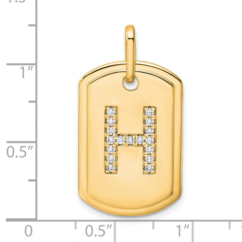 14K Gold Initial H Dog Tag Pendant with Genuine Diamonds - Personalized Name Necklace for Women, Men - Perfect Gift for Birthday, Anniversary & Valentine's Day