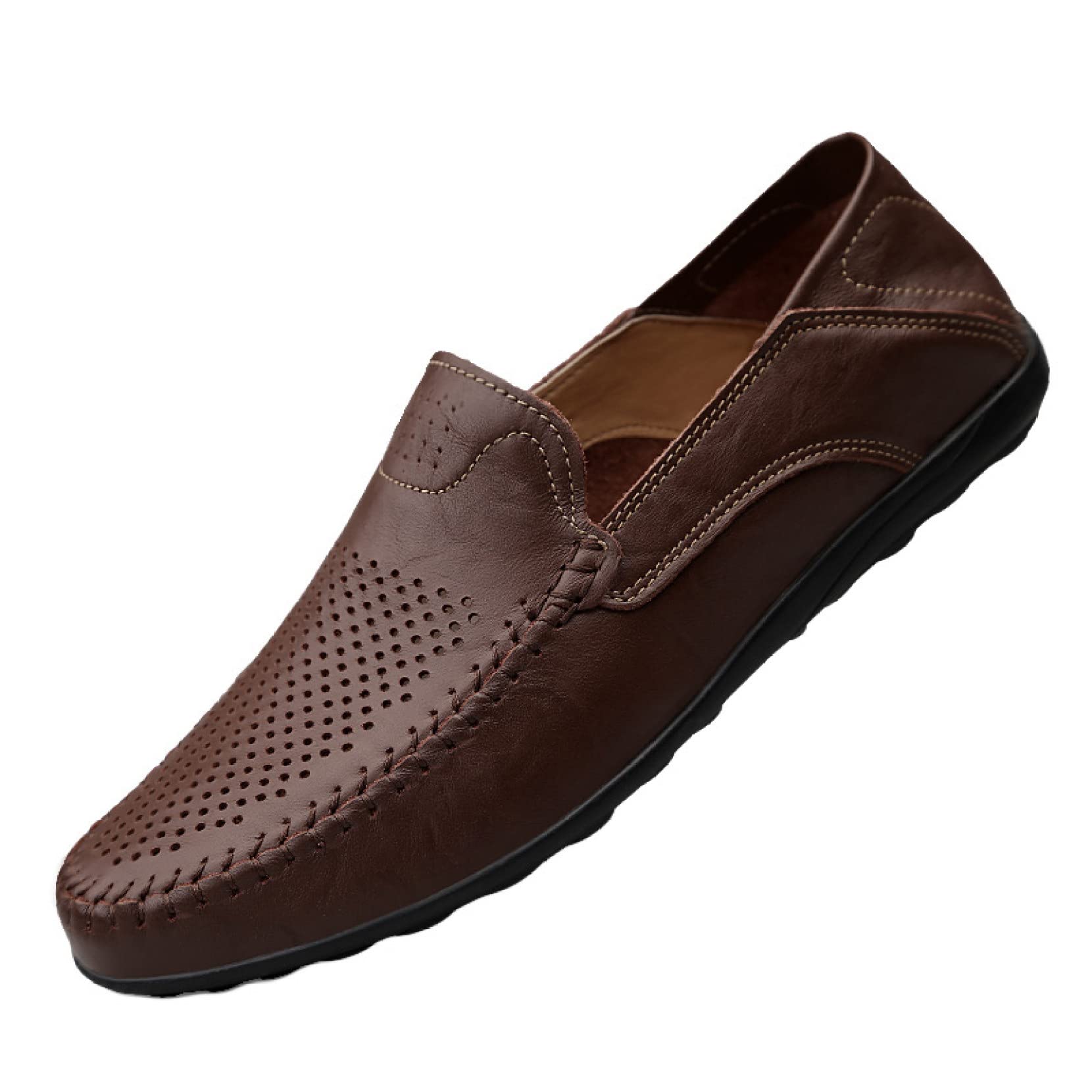 Hoxekle Men's Breathable PU Leather Casual Loafers - Lightweight Slip-On Driving Shoes & Fashion Moccasins for Everyday Wear, Office, and Travel