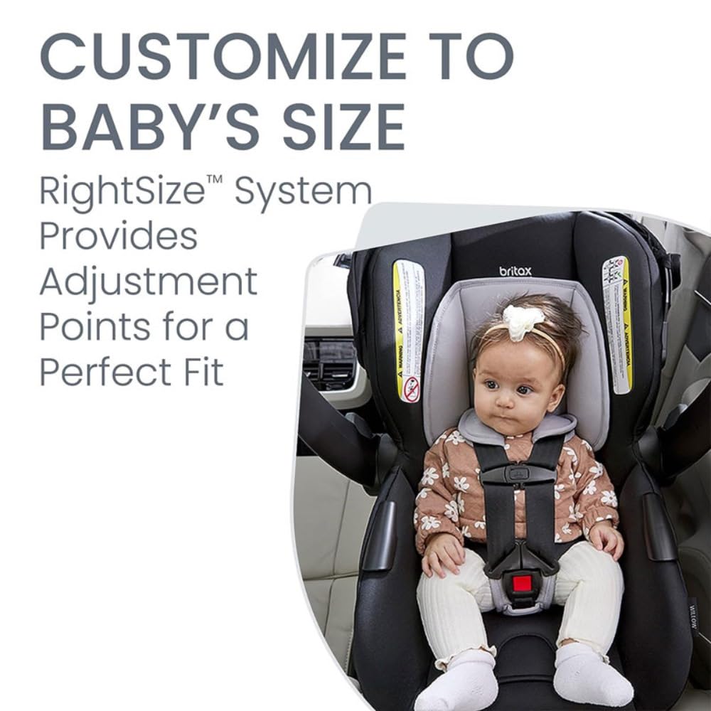 Britax Willow Brook Baby Travel System - Infant Car Seat & Stroller Combo with Aspen Base | ClickTight Technology | RightSize System | 4 Ways to Stroll (Onyx Glacier) | Perfect for Newborns, Shopping Trips & Family Outings