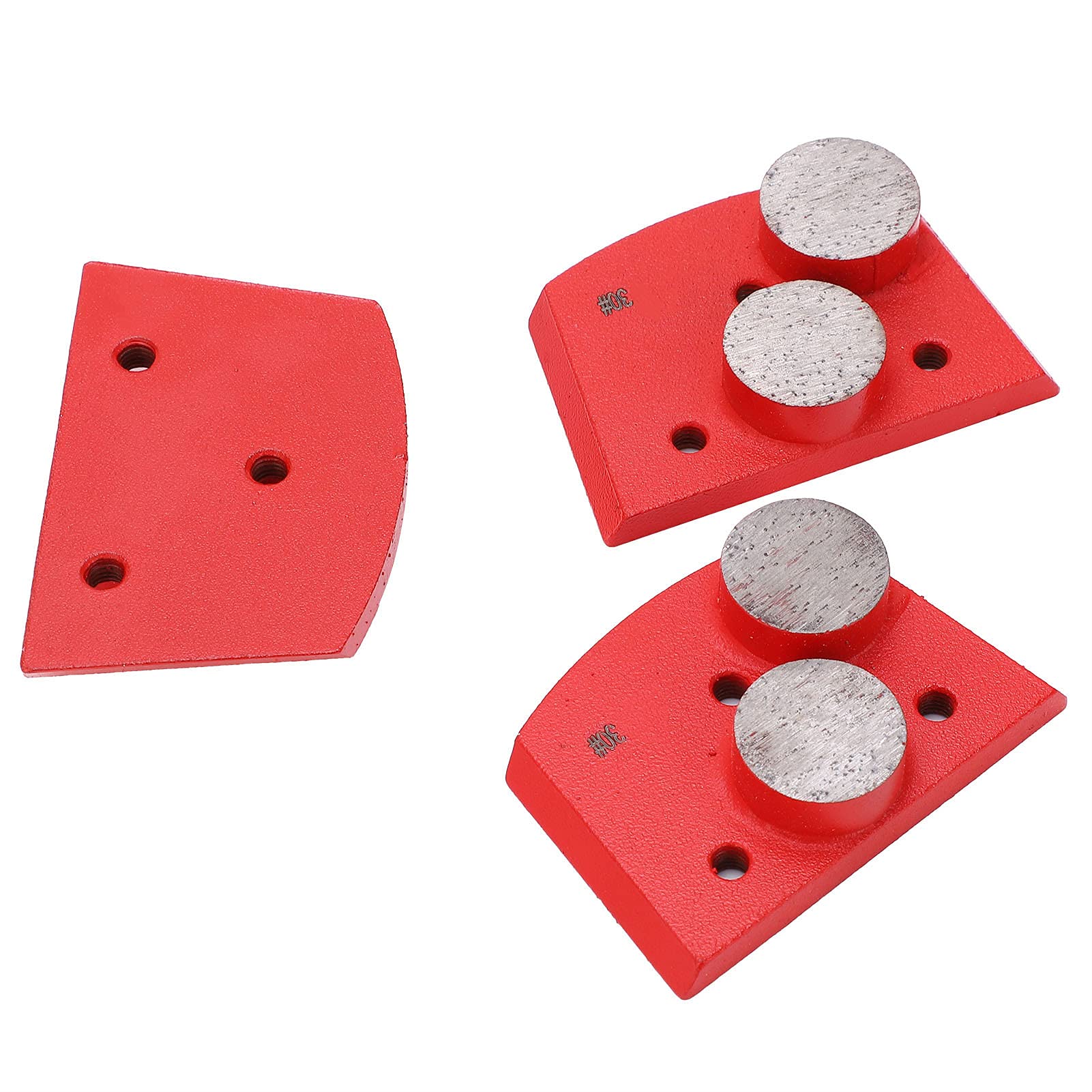 3PCS Red Trapezoid Floor Grinding Pads with 2 Cylindrical Teeth - Diamond Grinding Discs for Granite, Marble, Concrete - Compatible with Floor Grinders & Polishers - Perfect for Stone Restoration, Surface Preparation & Polishing Projects