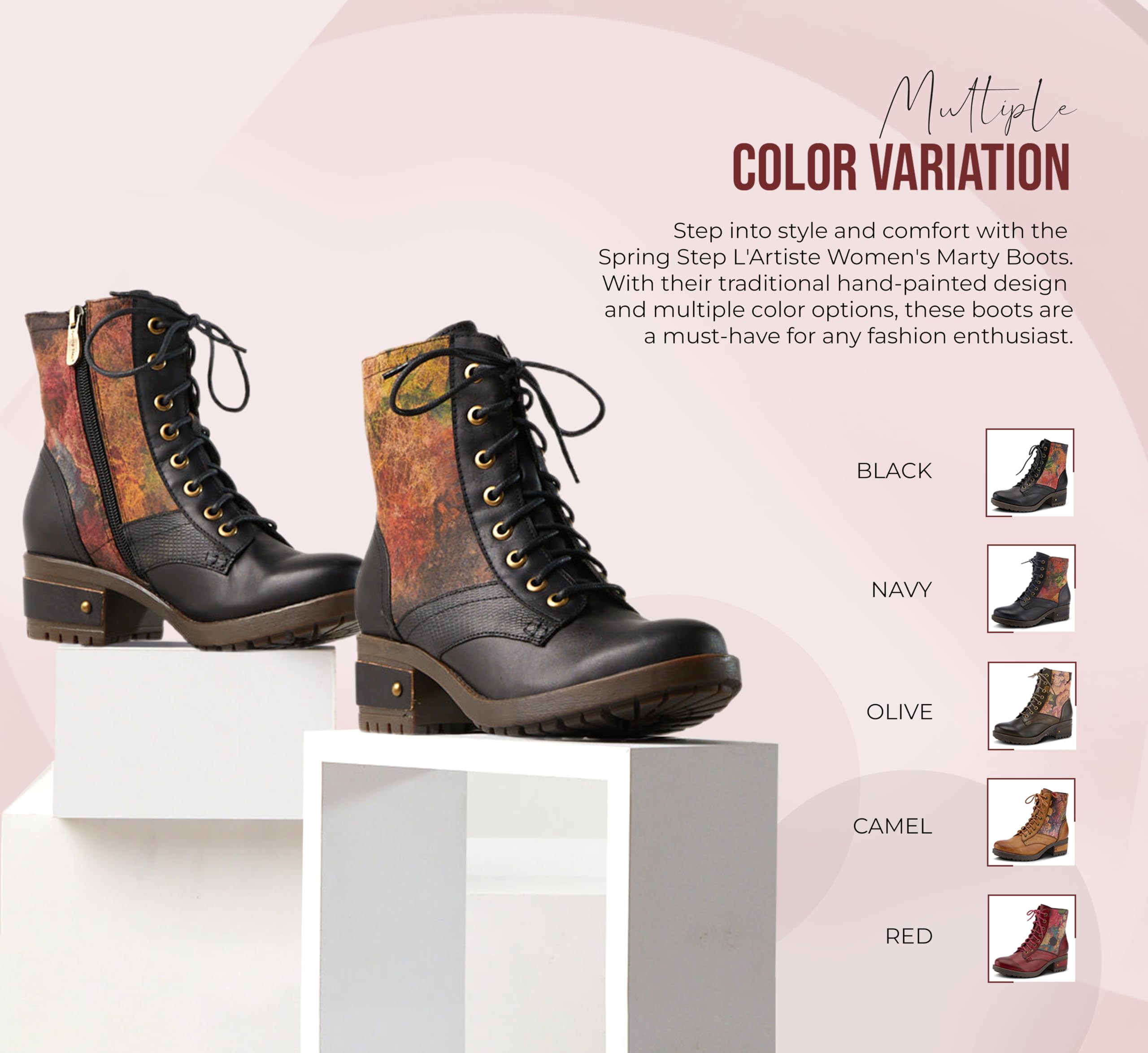 Spring Step L'Artiste Women's Marty Boots - Comfortable Ankle Booties for Women | Fashionable Casual & Work Boots for Everyday Wear | Perfect for Office, Walking & Fall/Winter Outfits