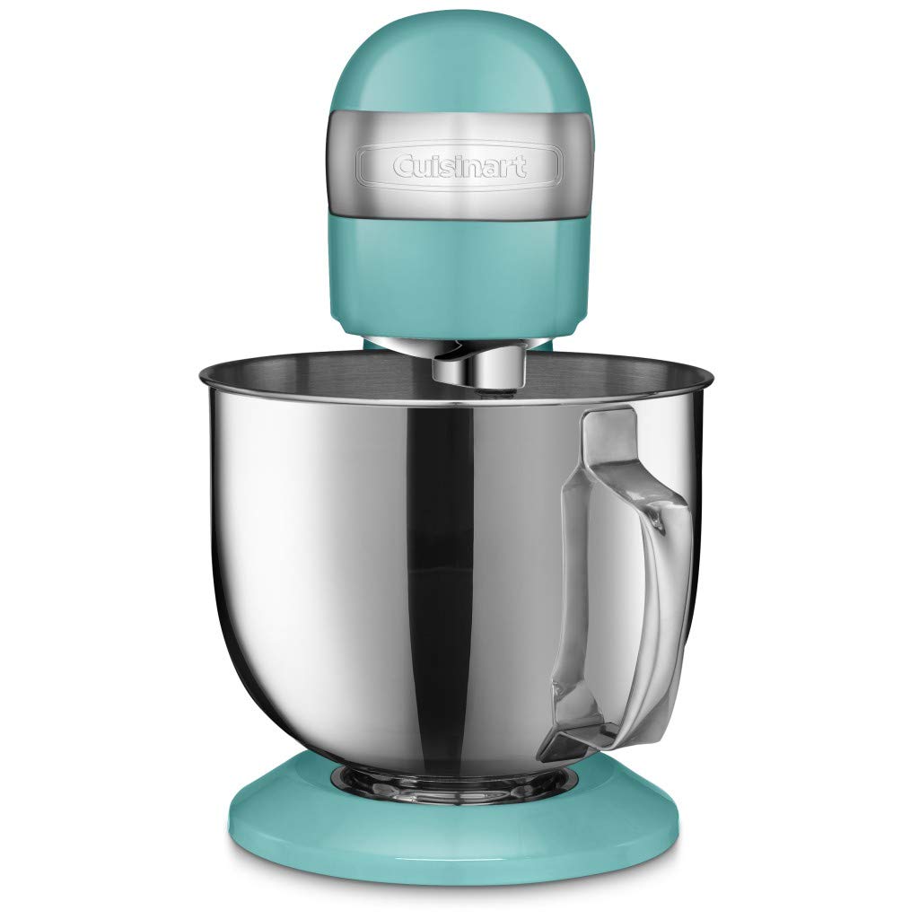 Cuisinart SM-50TQ 5.5 Quart Stand Mixer with Meat Grinder Attachment - Manual Kitchen Mixer in White & Robin's Egg Blue - Perfect for Baking, Dough Kneading & Meat Grinding at Home