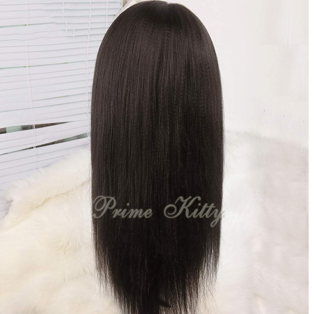 150% Density 360 Lace Front Human Hair Wig with Baby Hair - Yaki Straight Virgin Peruvian Hair 14